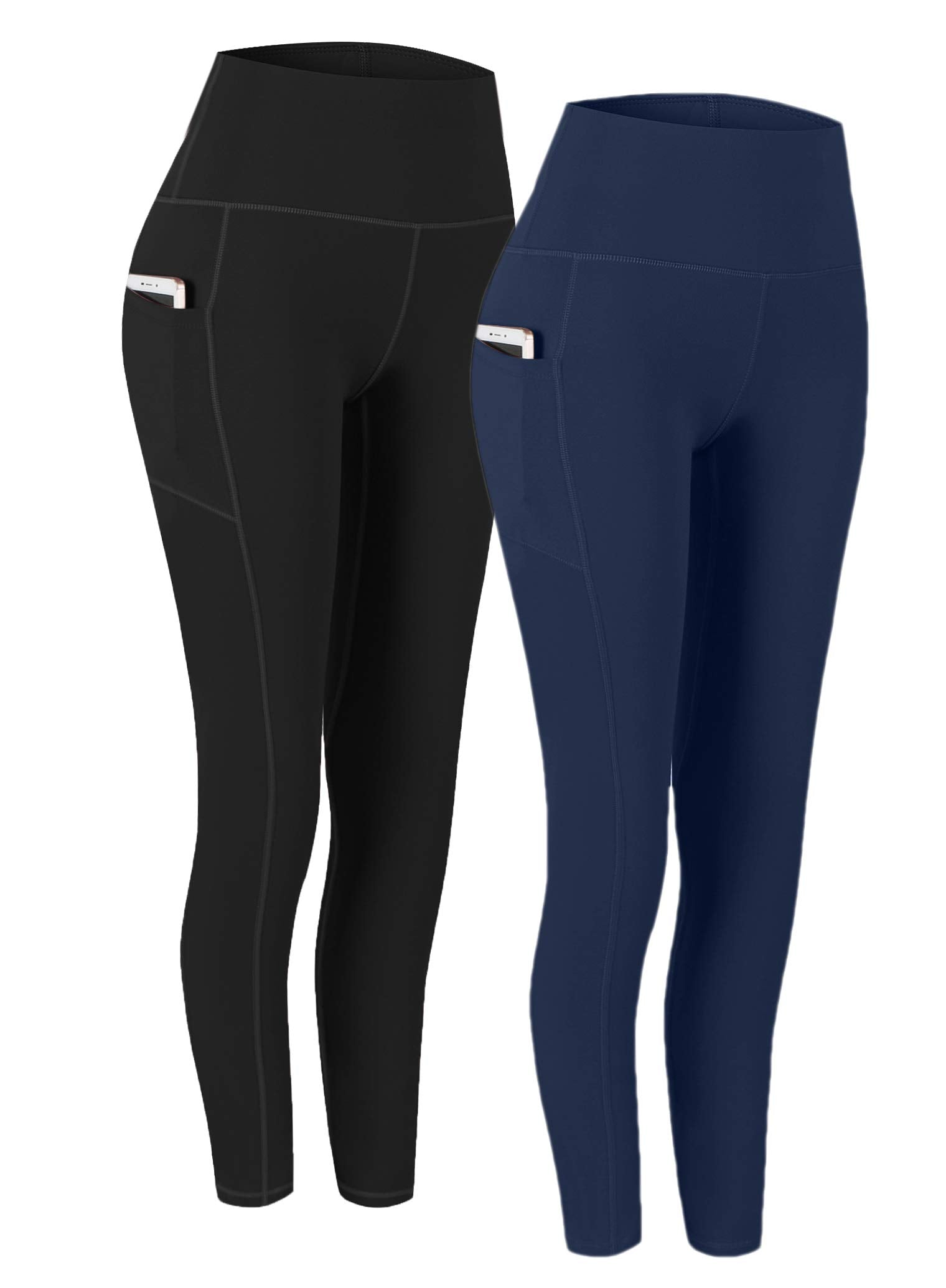 Fengbay 2 Pack High Waist Yoga Pants with Pockets, Tummy Control Workout Running Yoga Leggings for Women
