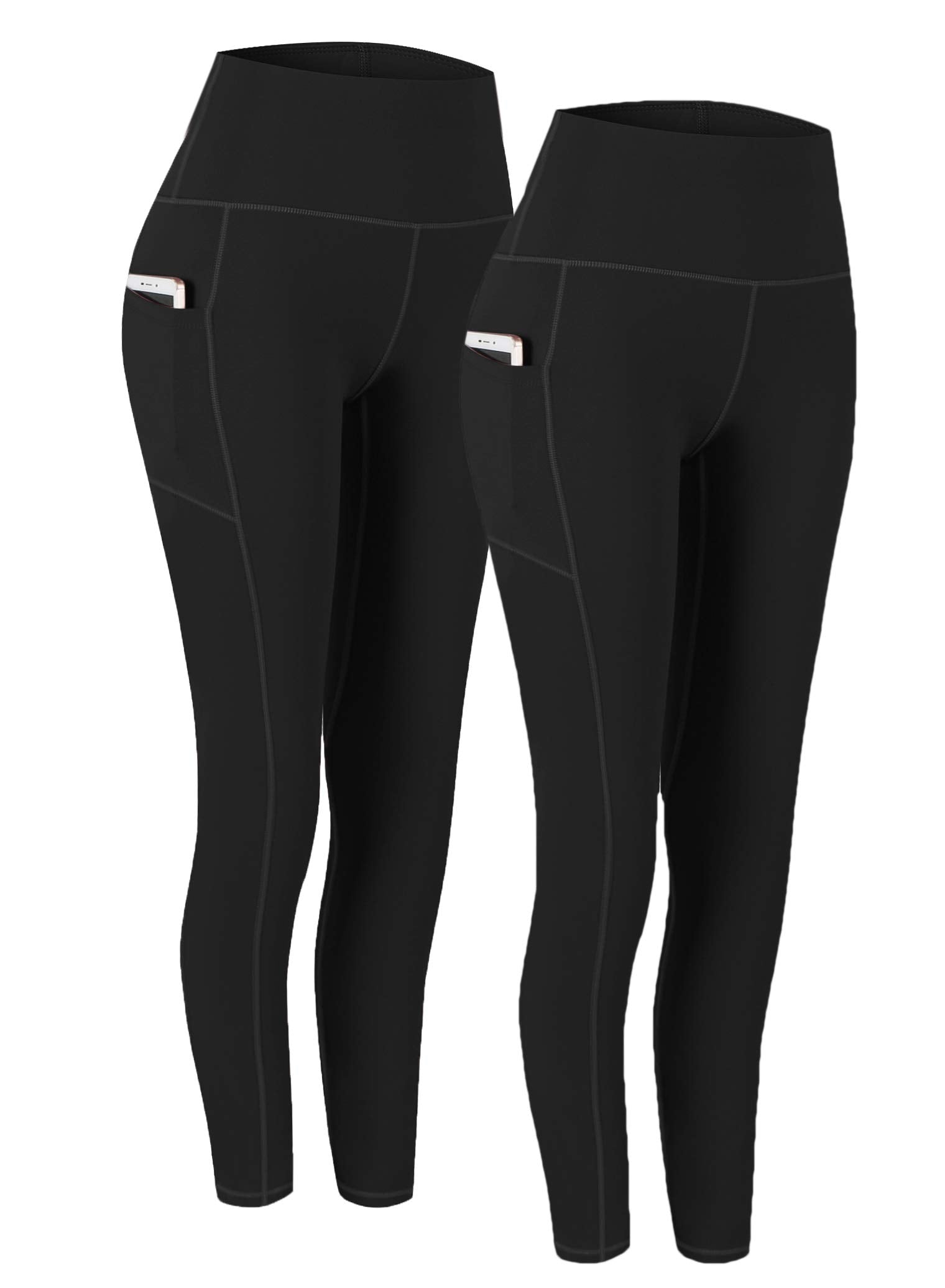 Fengbay 2 Pack High Waist Yoga Pants with Pockets, Tummy Control Workout Running Yoga Leggings for Women