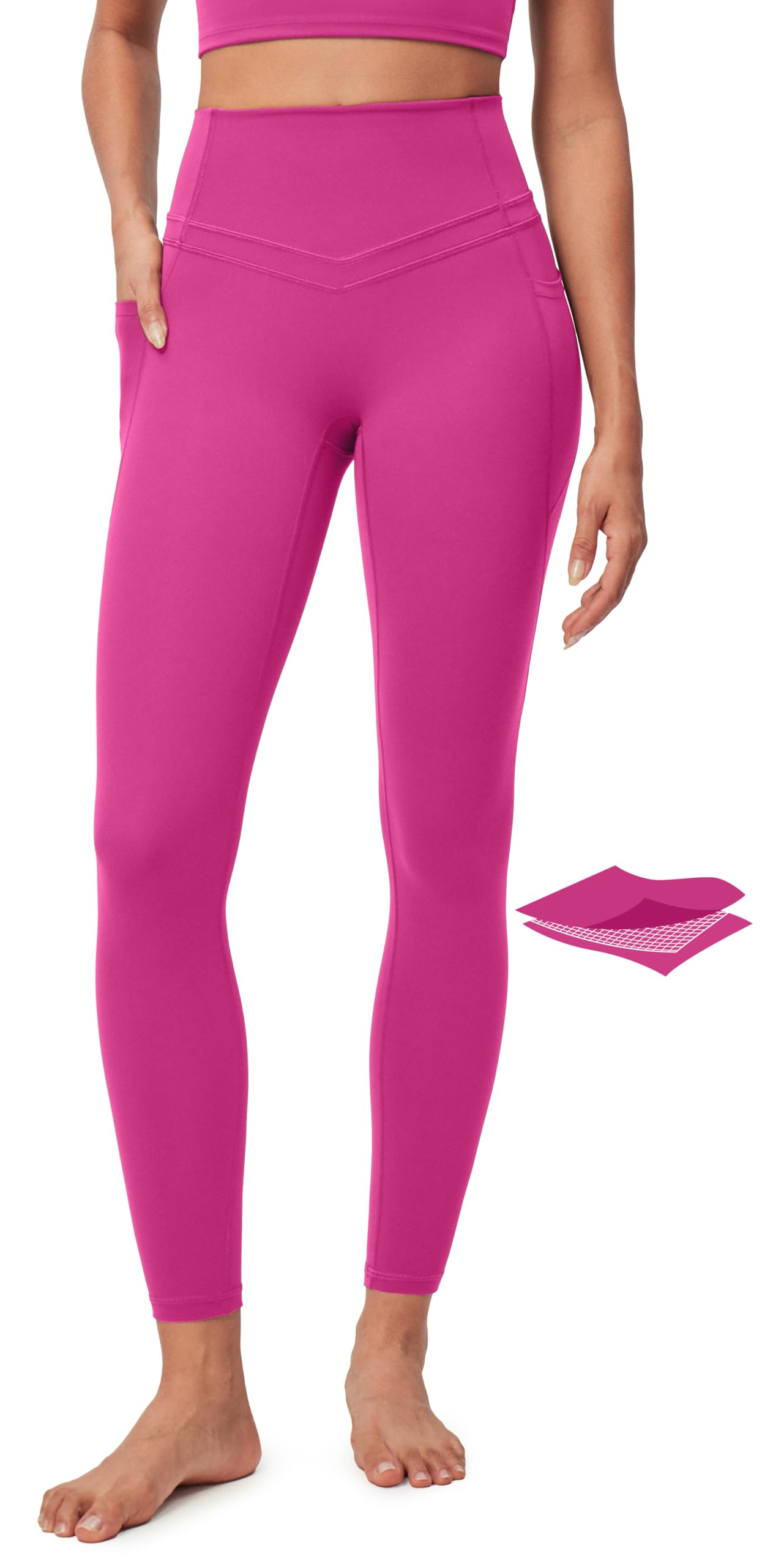 IUGA Compression Leggings with Pockets for Women Tummy Control Leggings No Front Seam Workout High Waist Yoga Pants