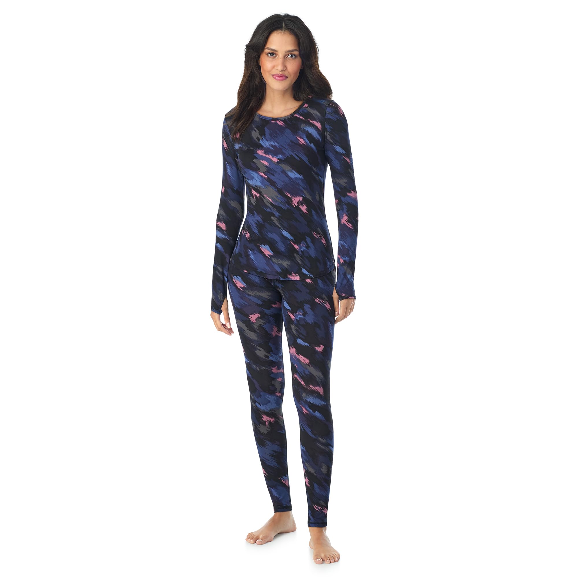 Cuddl Duds Womens Lightweight Breathable Everyday Active Base Layer Set - Long Sleeve Top & Leggings - Lounge Sets for Women