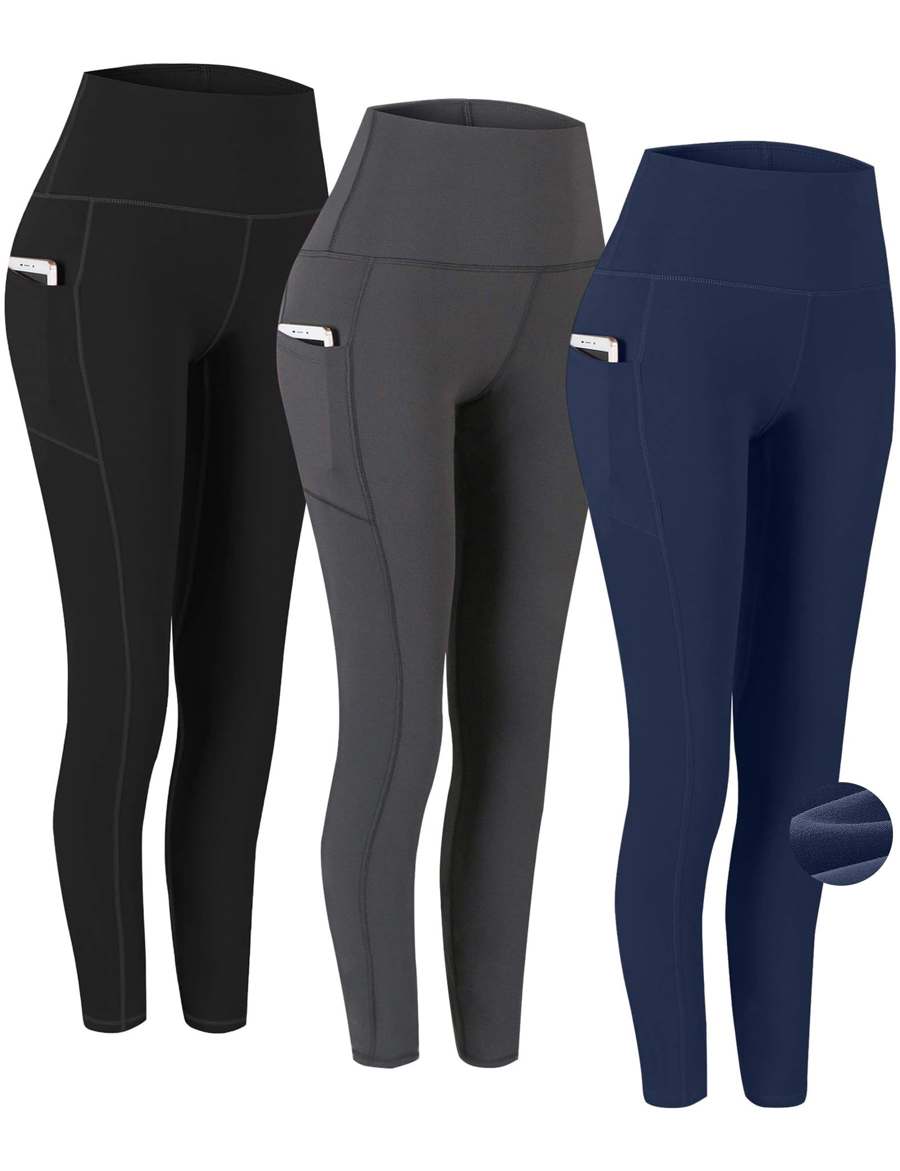 Fengbay 2 Pack High Waist Yoga Pants with Pockets, Tummy Control Workout Running Yoga Leggings for Women