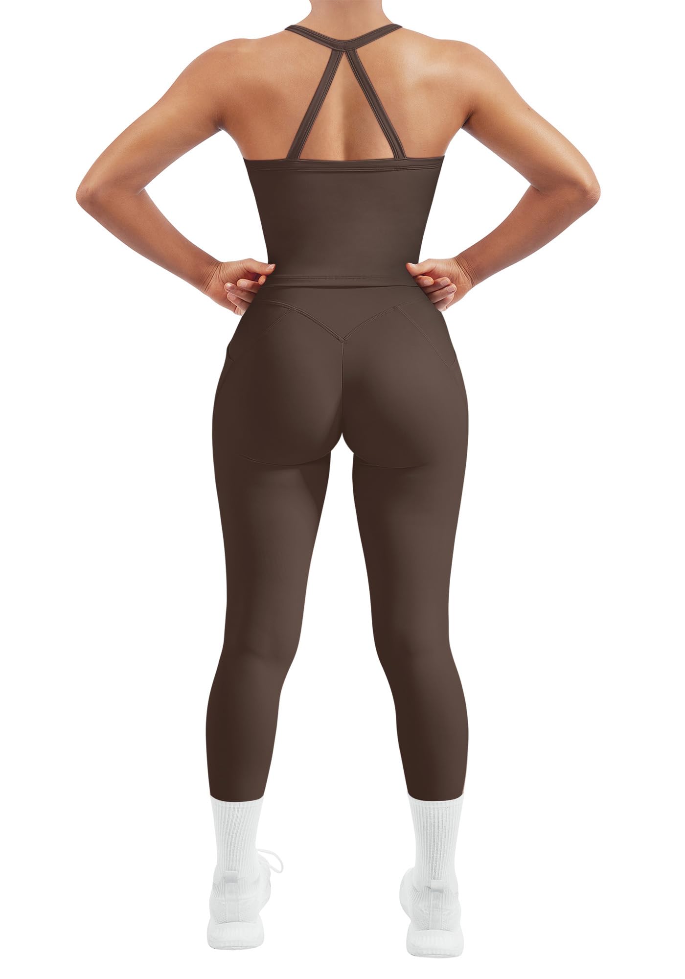 Women's 2 Piece Workout Set Halter Tank & Pocket Leggings