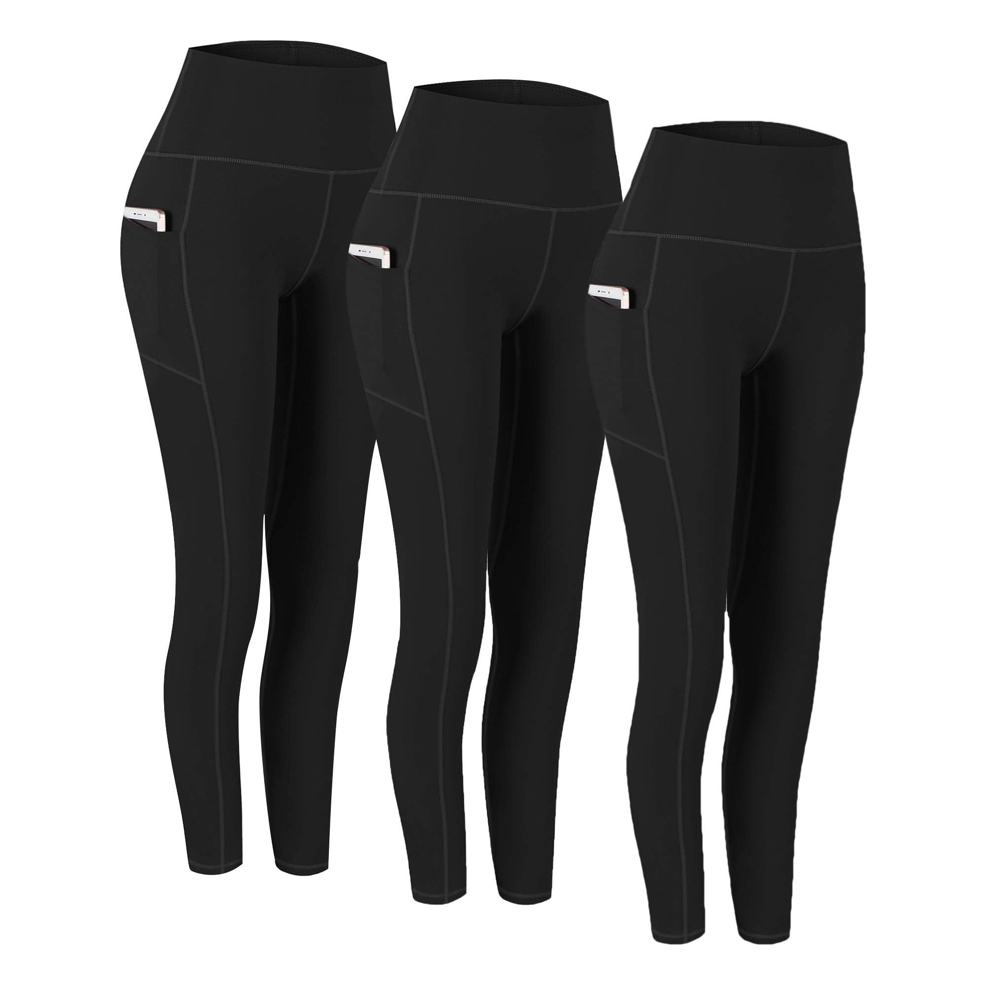 Fengbay 2 Pack High Waist Yoga Pants with Pockets, Tummy Control Workout Running Yoga Leggings for Women