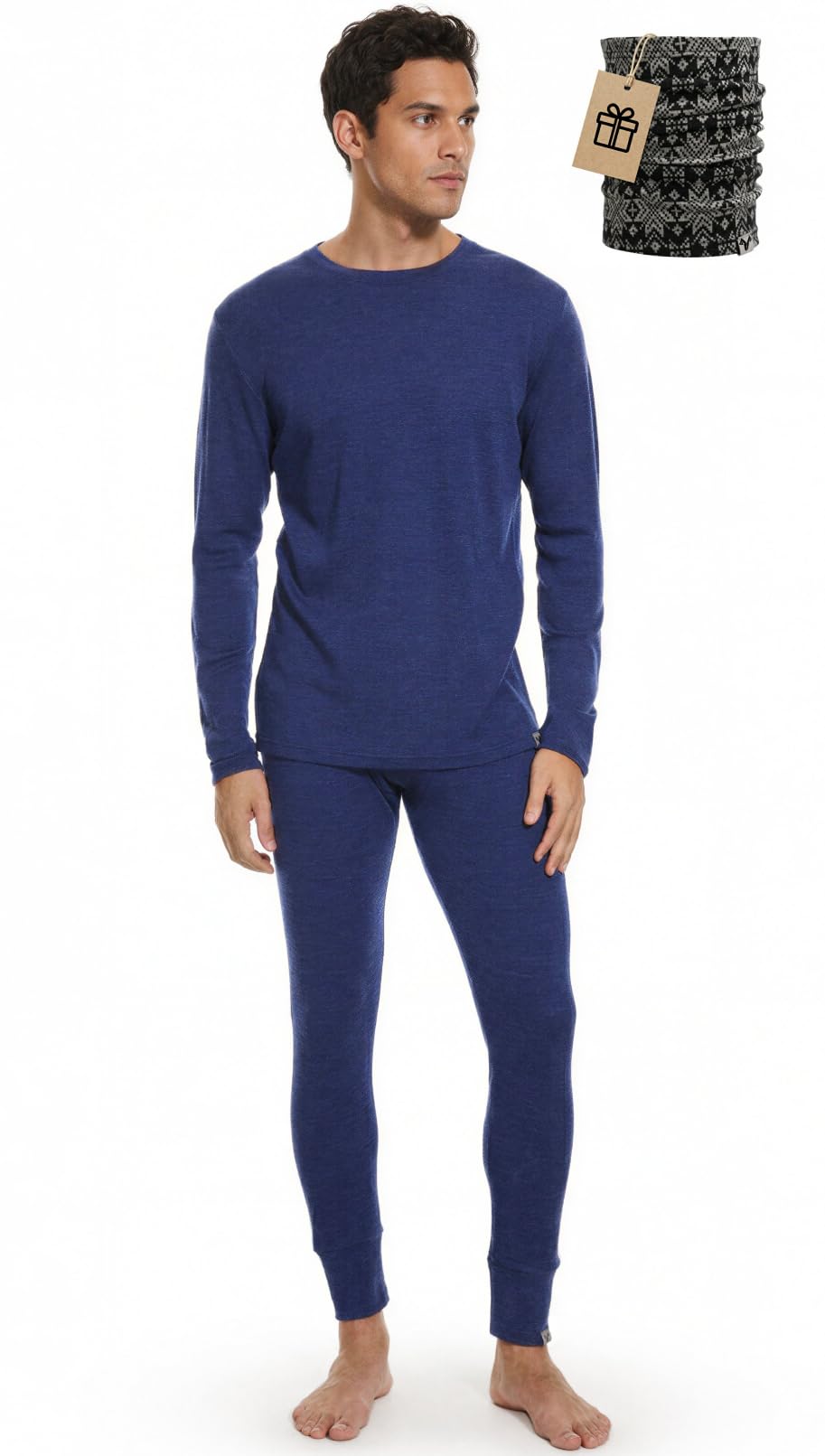 MERINNOVATION Merino Wool Base Layer Set for Men 100% Merino Wool Pajamas Set Thermal Sleep PJS Lite - Midweight Top, Bottom