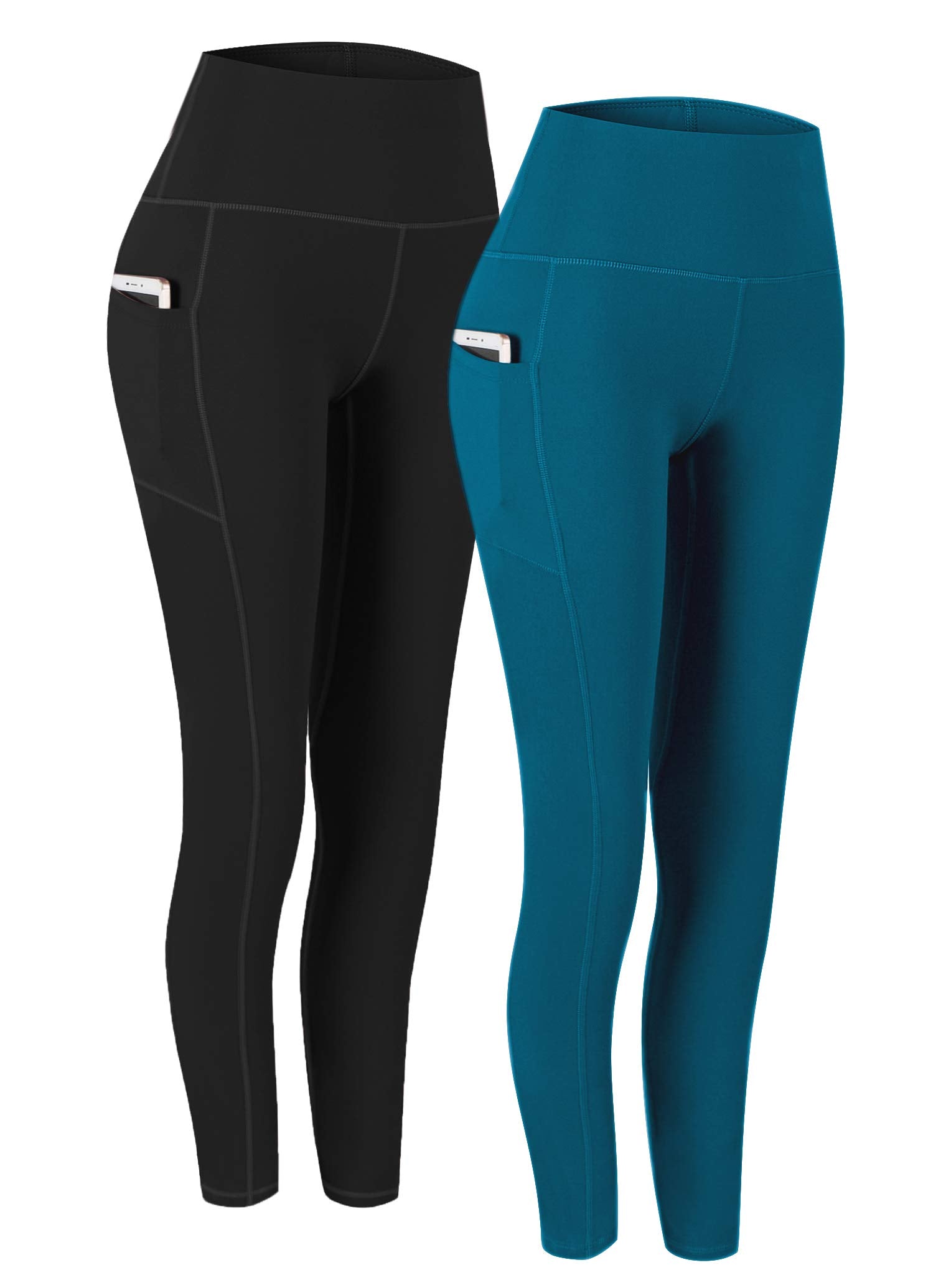 Fengbay 2 Pack High Waist Yoga Pants with Pockets, Tummy Control Workout Running Yoga Leggings for Women