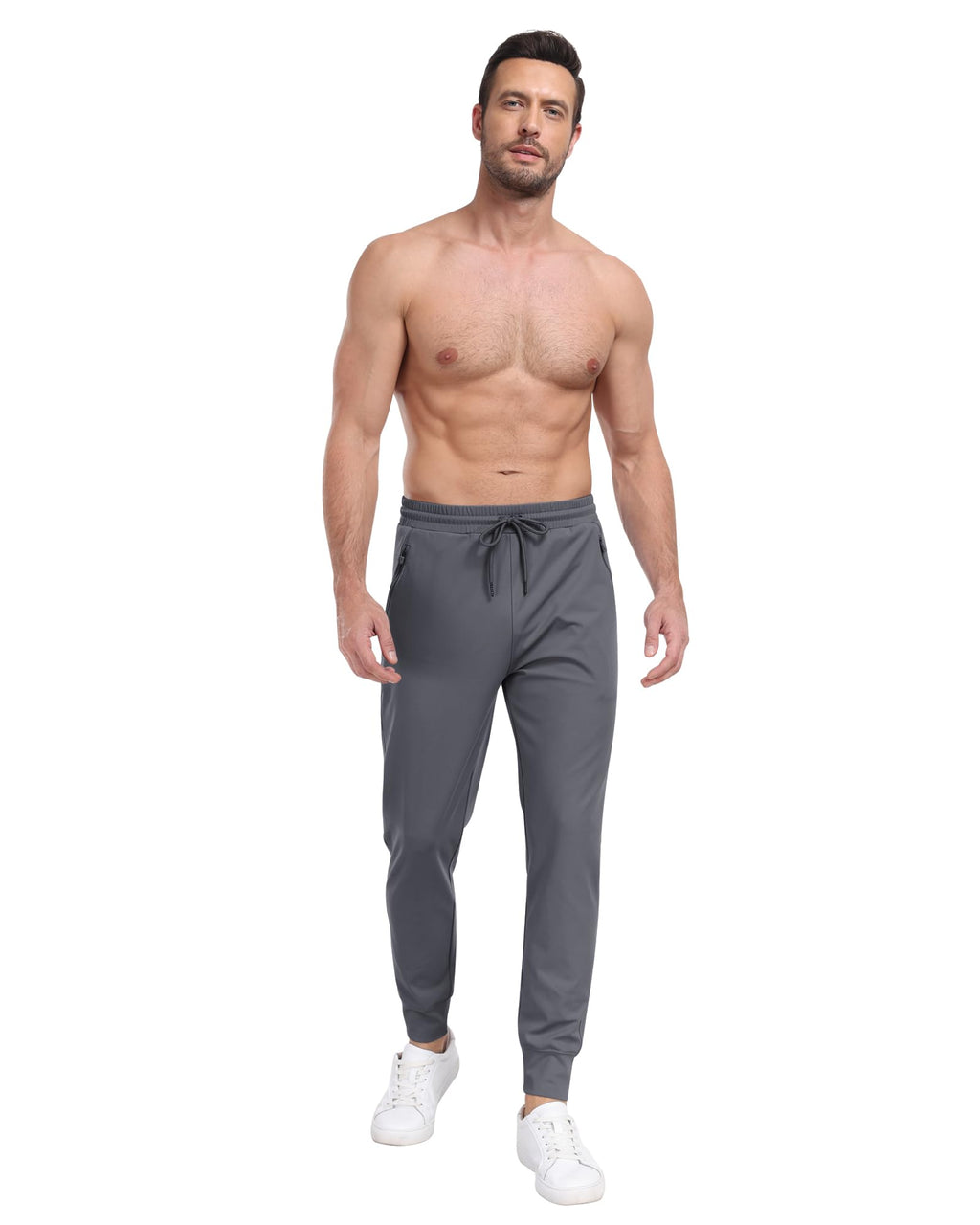 Men's 3 Pack Workout Jogger Pants with Zipper Pockets