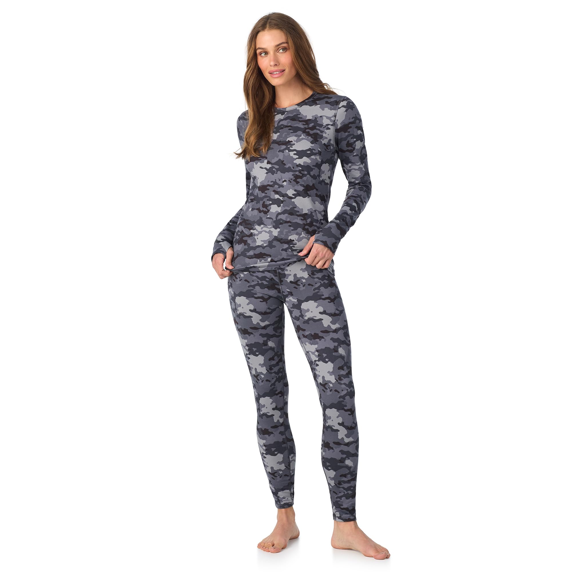 Cuddl Duds Womens Heavyweight Cold Weather Fleece Lined Thermal Set – Long Sleeve Top & Leggings - Winter Lounge Sets