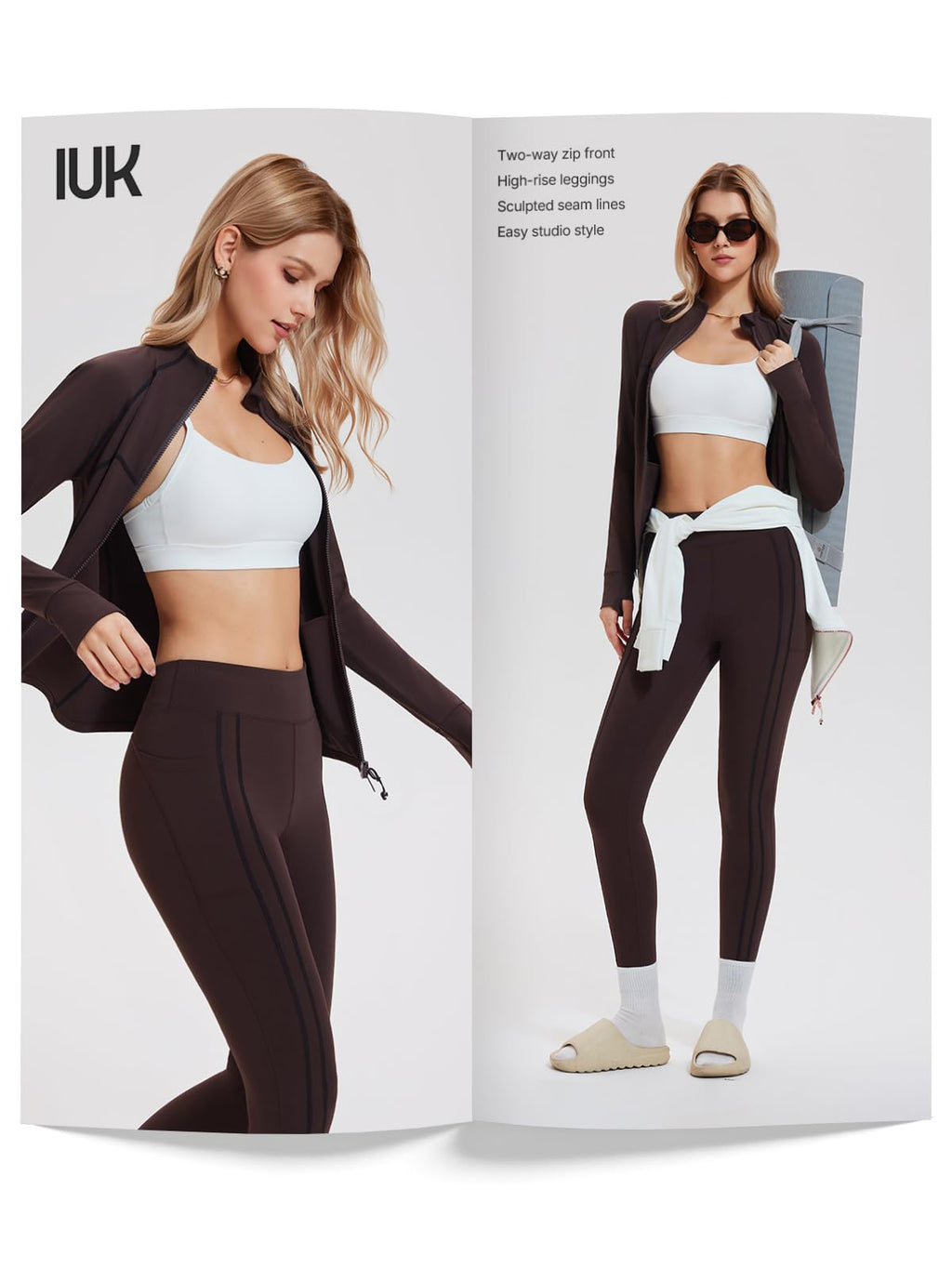Women's 2 Piece Workout Set Zip Jacket & Pocket Leggings