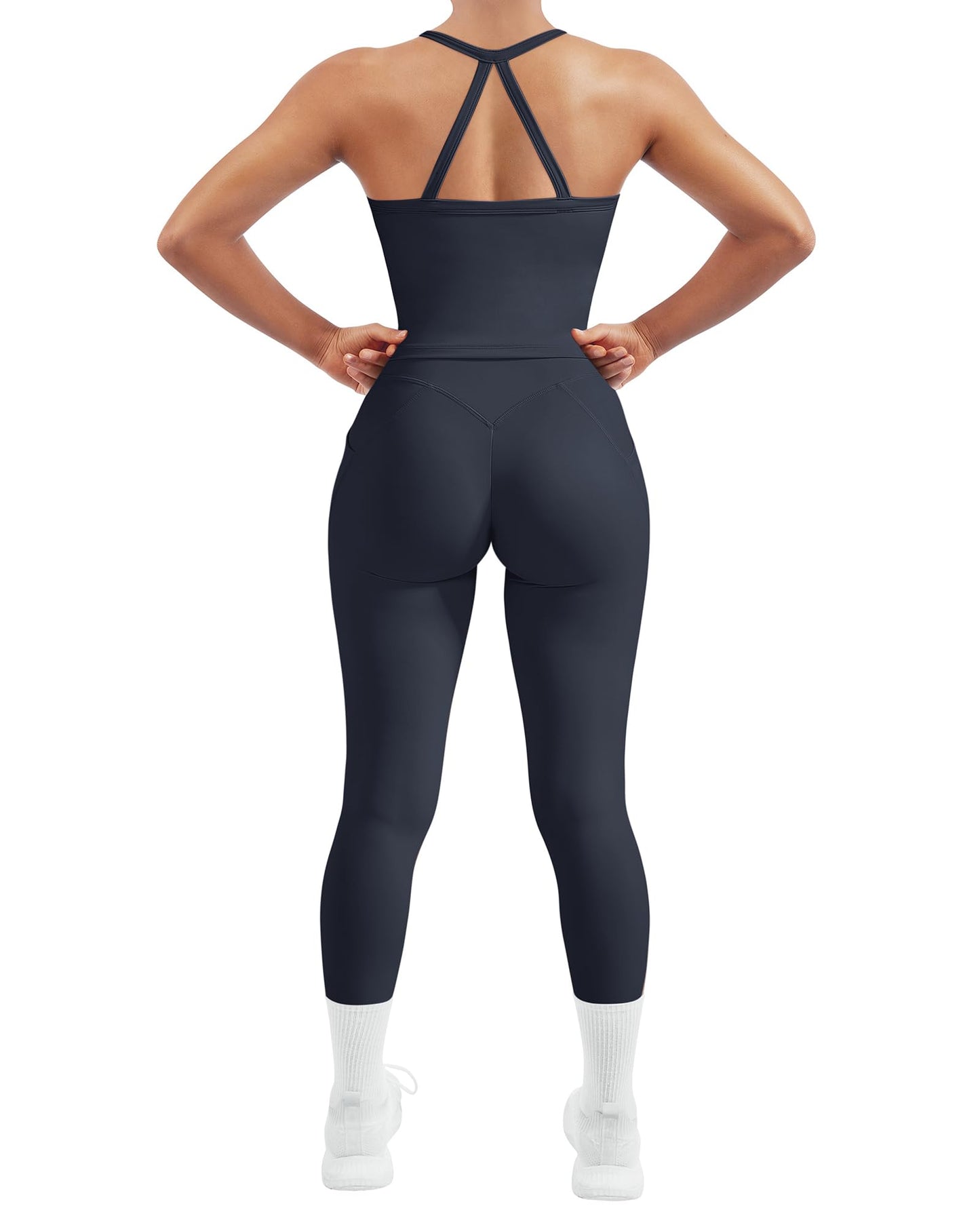 Women's 2 Piece Workout Set Halter Tank & Pocket Leggings