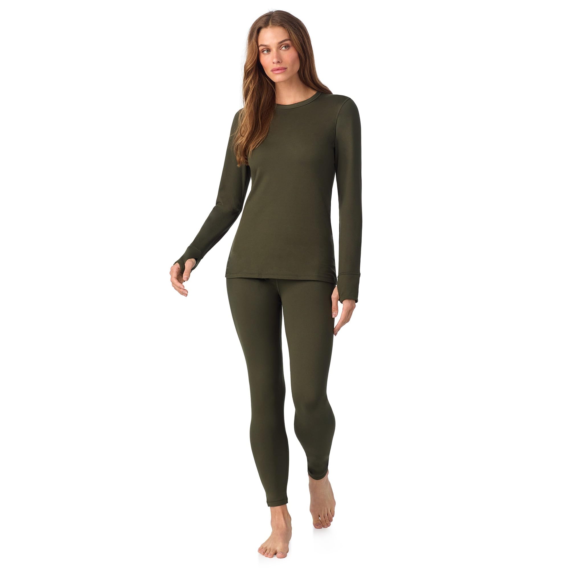 Cuddl Duds Womens Heavyweight Cold Weather Fleece Lined Thermal Set – Long Sleeve Top & Leggings - Winter Lounge Sets