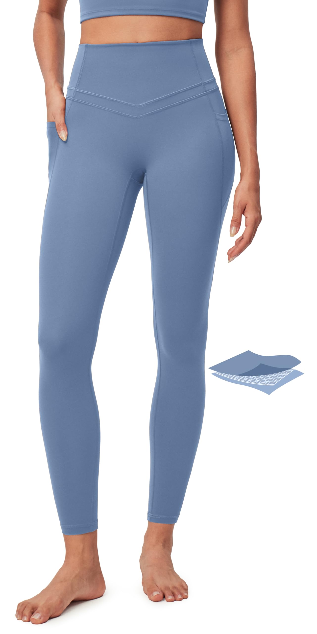 IUGA Compression Leggings with Pockets for Women Tummy Control Leggings No Front Seam Workout High Waist Yoga Pants
