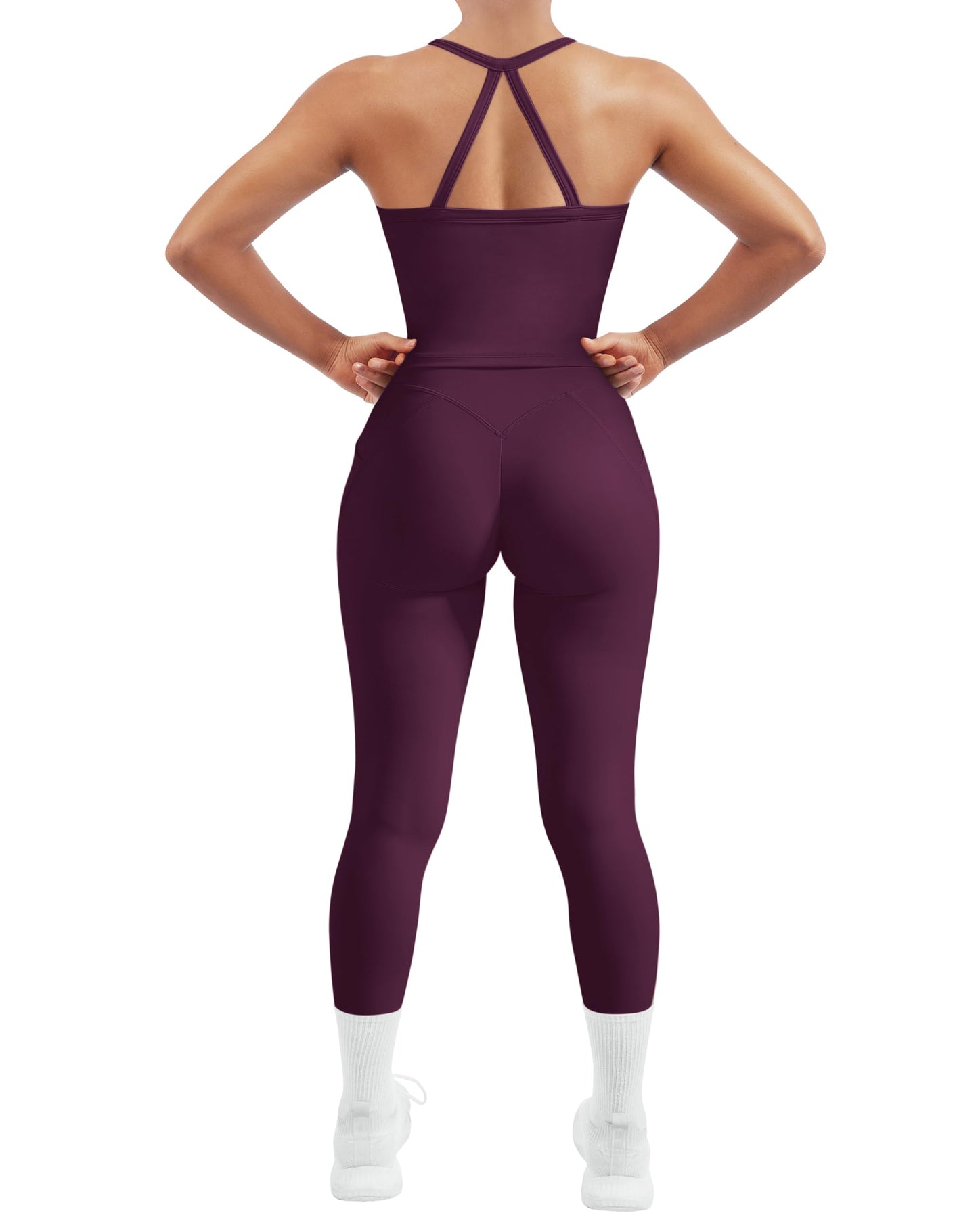 Women's 2 Piece Workout Set Halter Tank & Pocket Leggings