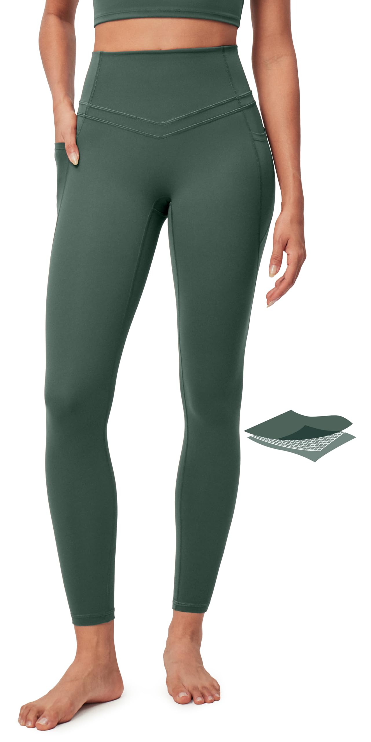IUGA Compression Leggings with Pockets for Women Tummy Control Leggings No Front Seam Workout High Waist Yoga Pants