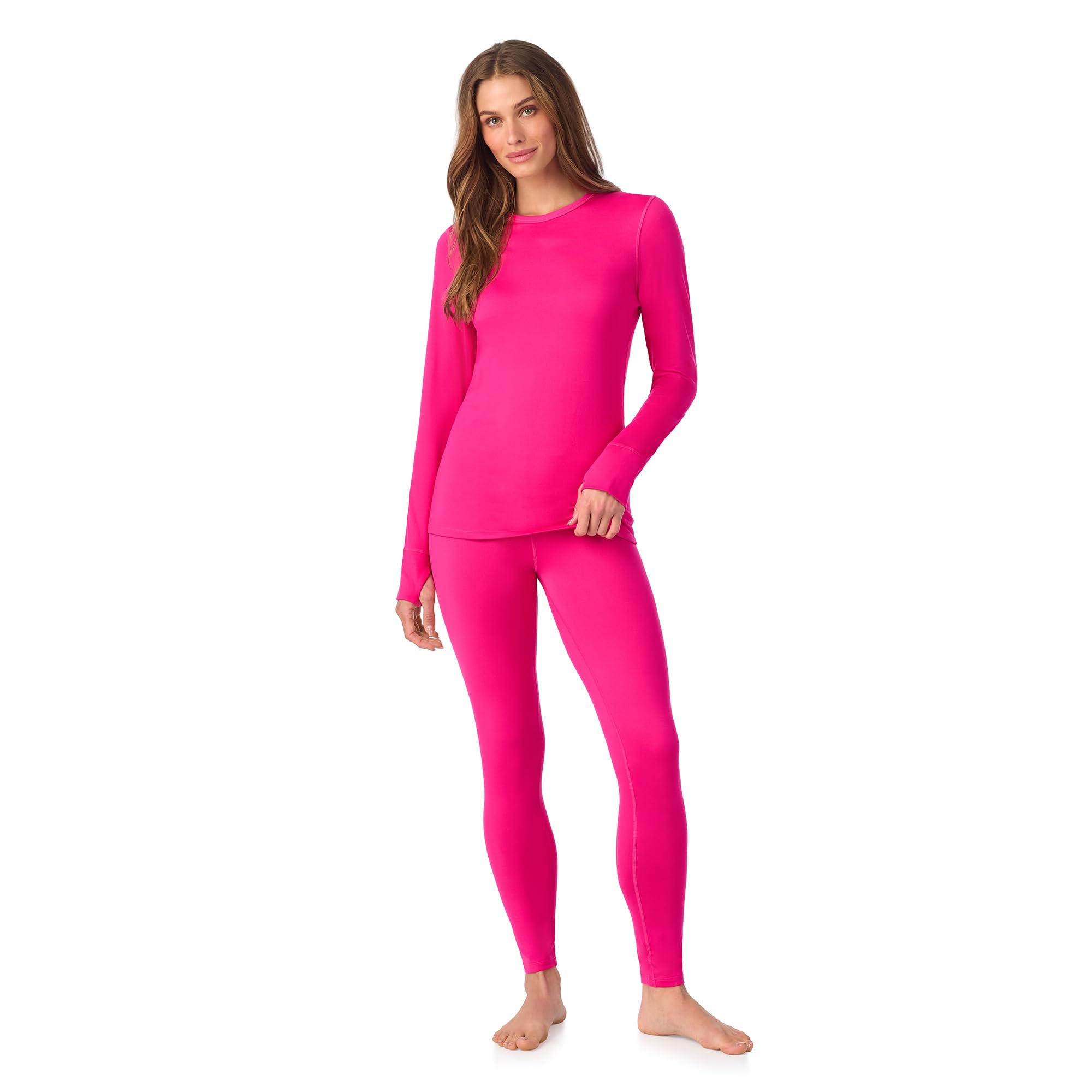 Cuddl Duds Womens Heavyweight Cold Weather Fleece Lined Thermal Set – Long Sleeve Top & Leggings - Winter Lounge Sets