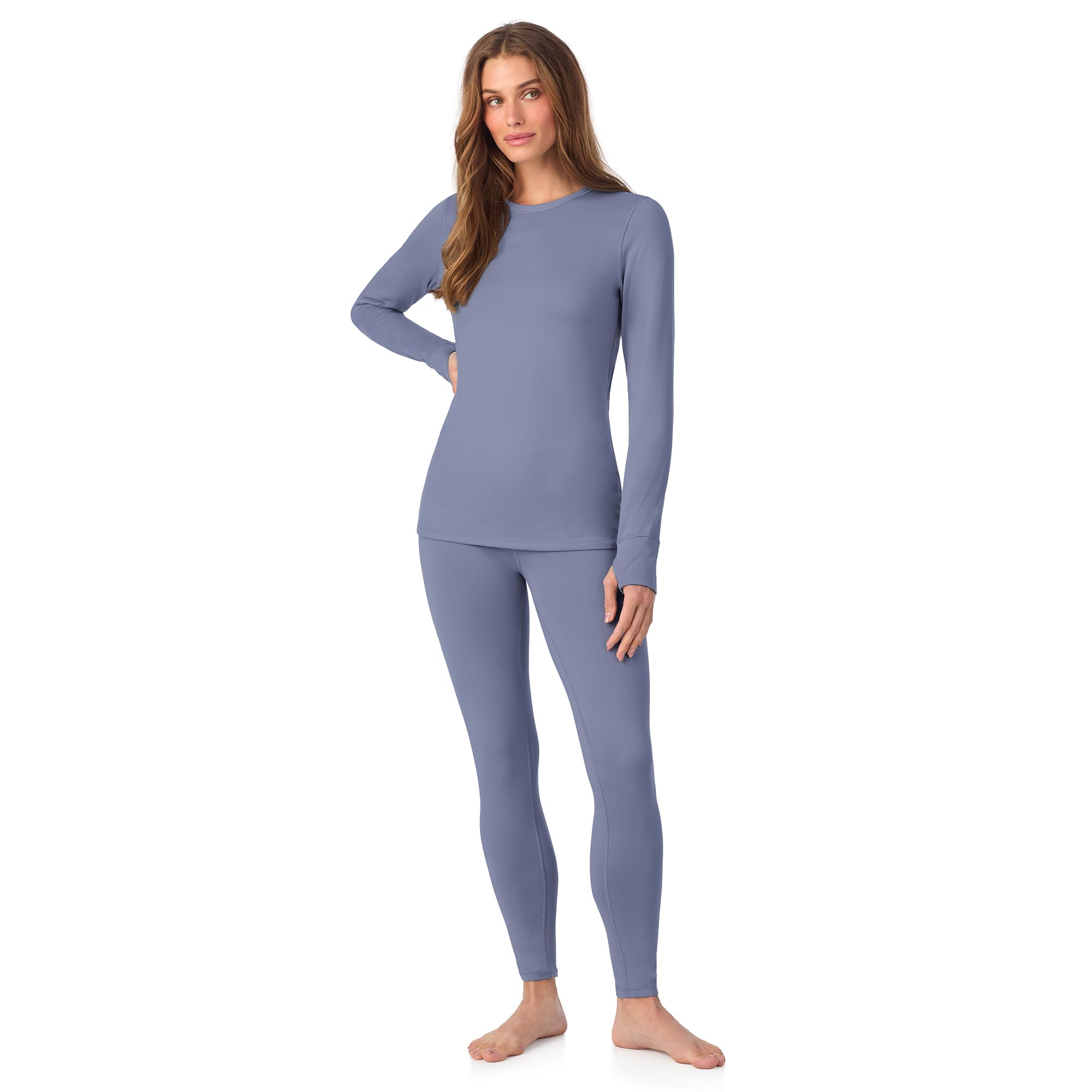 Cuddl Duds Womens Heavyweight Cold Weather Fleece Lined Thermal Set – Long Sleeve Top & Leggings - Winter Lounge Sets