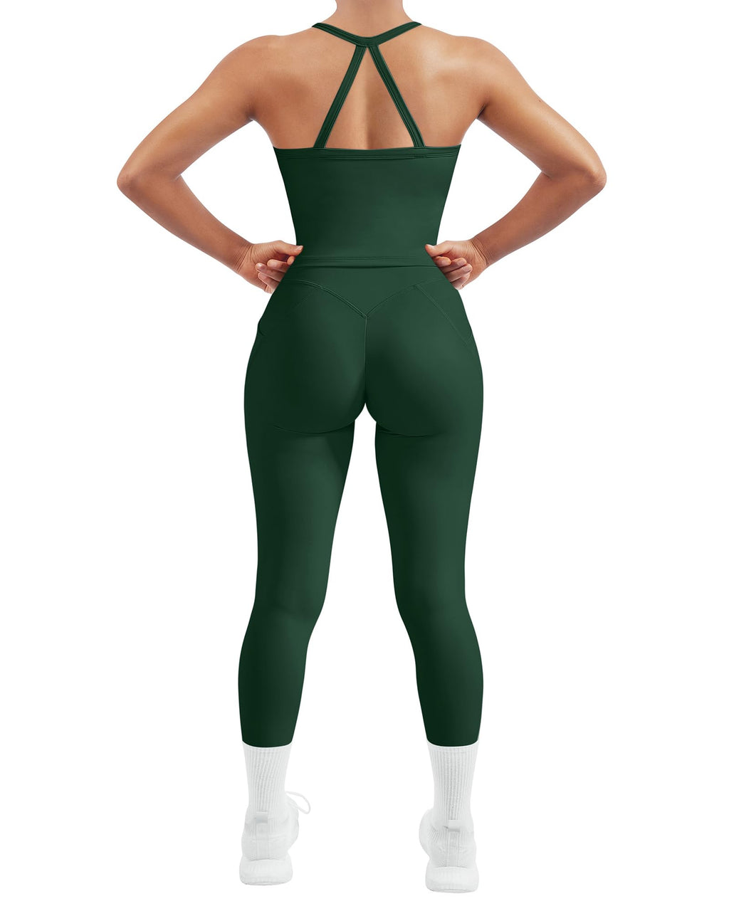 Women's 2 Piece Workout Set Halter Tank & Pocket Leggings
