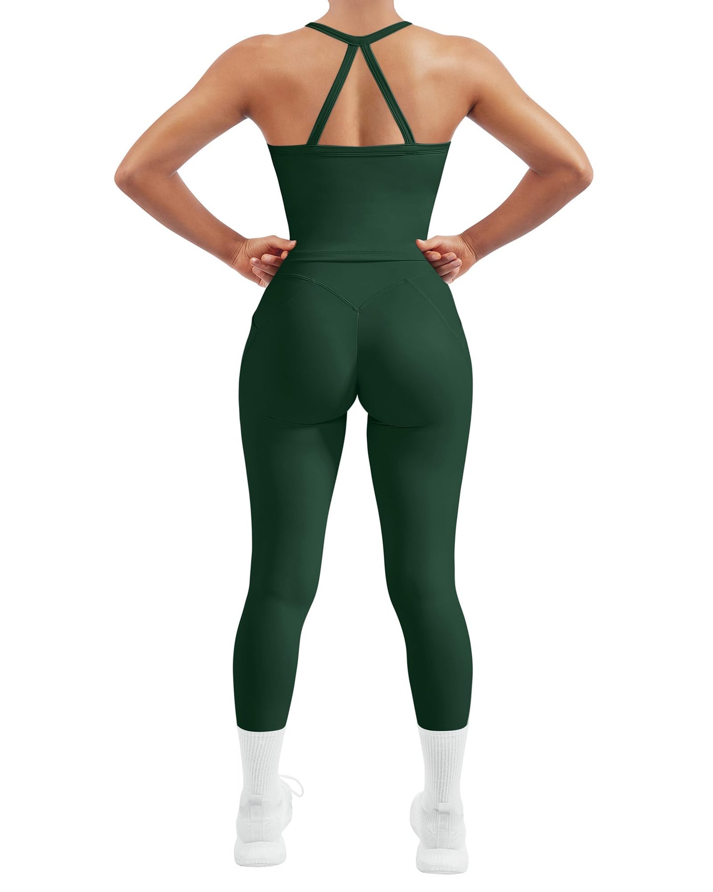 Women's 2 Piece Workout Set Halter Tank & Pocket Leggings