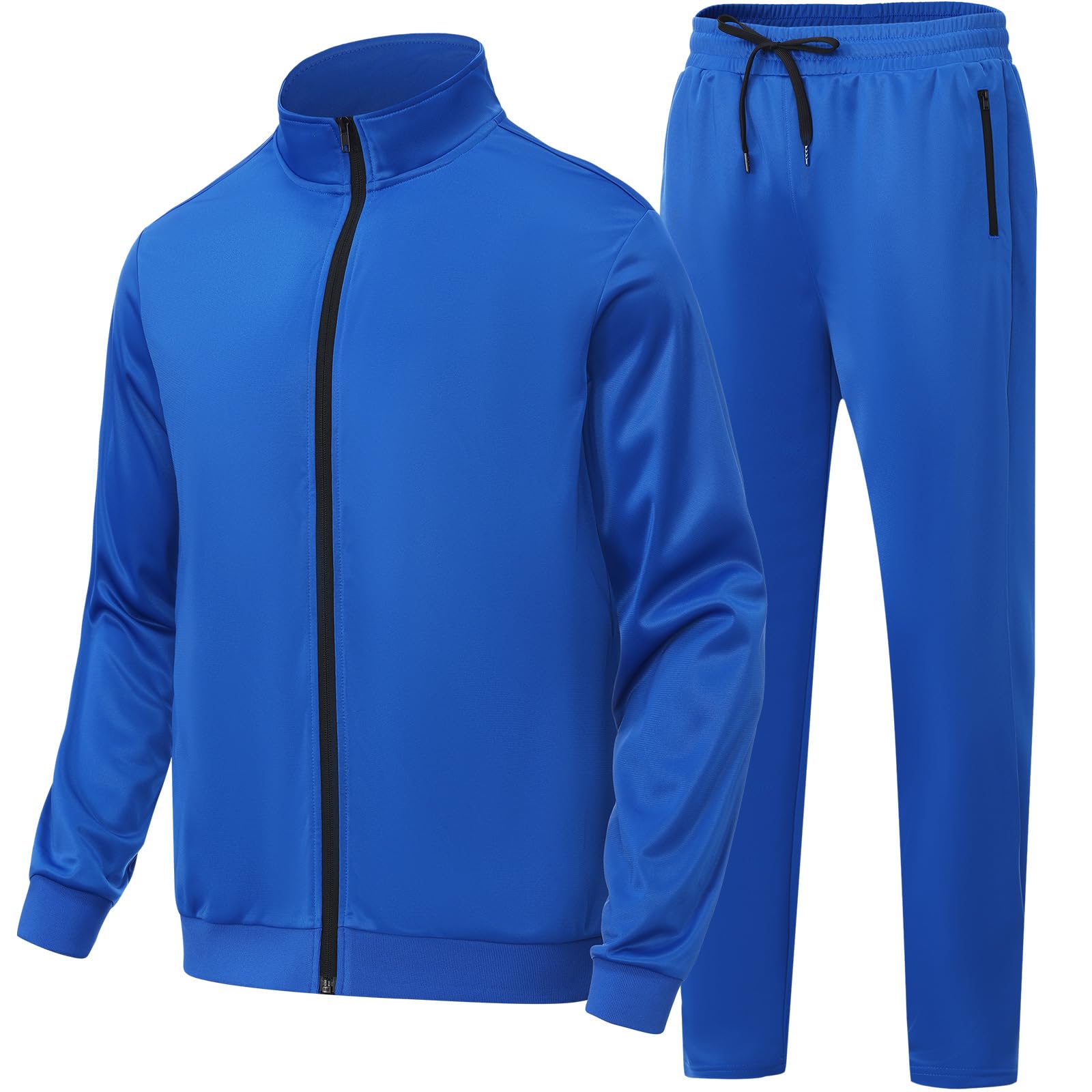 HODOSPORTS Mens Tracksuits 2 Piece Full Zip Jogging Running Suits SweatSuits for Men Shiny Sport Track Suits Sets