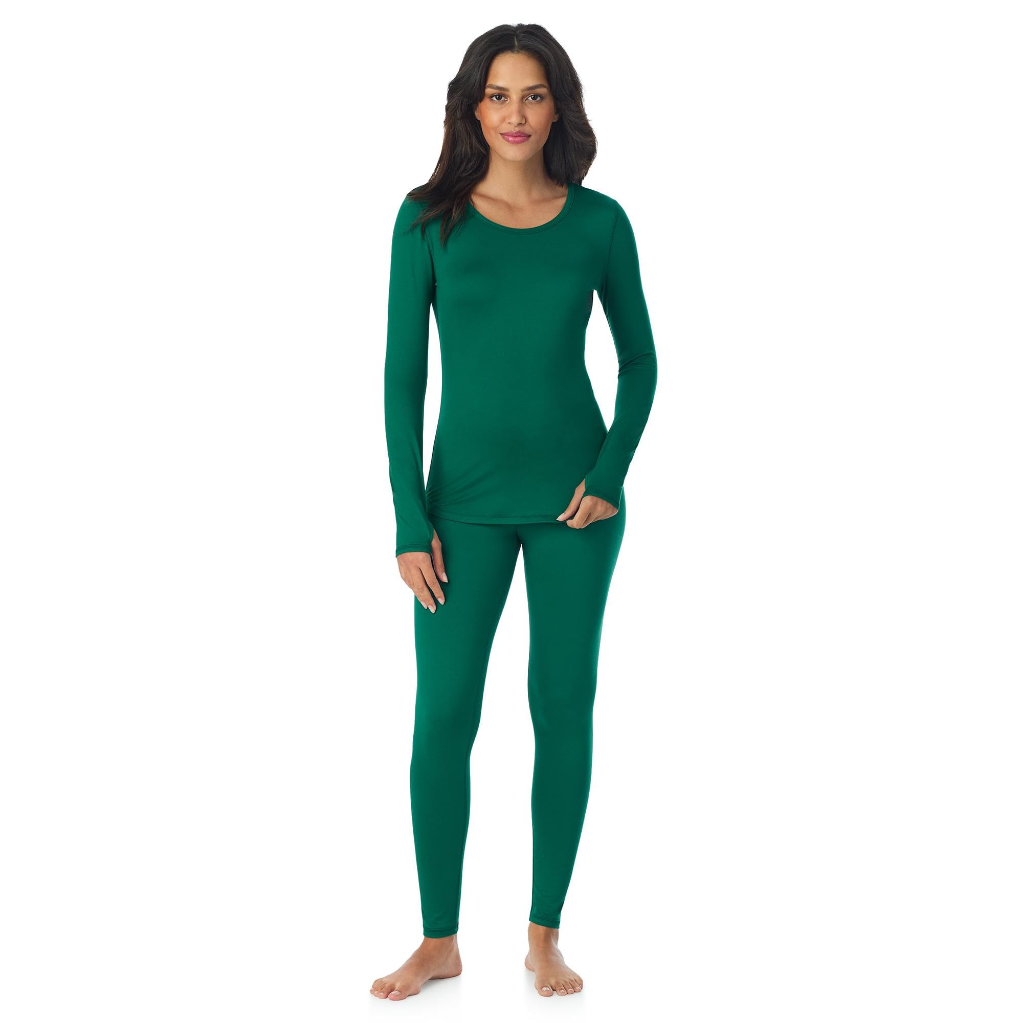 Cuddl Duds Womens Lightweight Breathable Everyday Active Base Layer Set - Long Sleeve Top & Leggings - Lounge Sets for Women