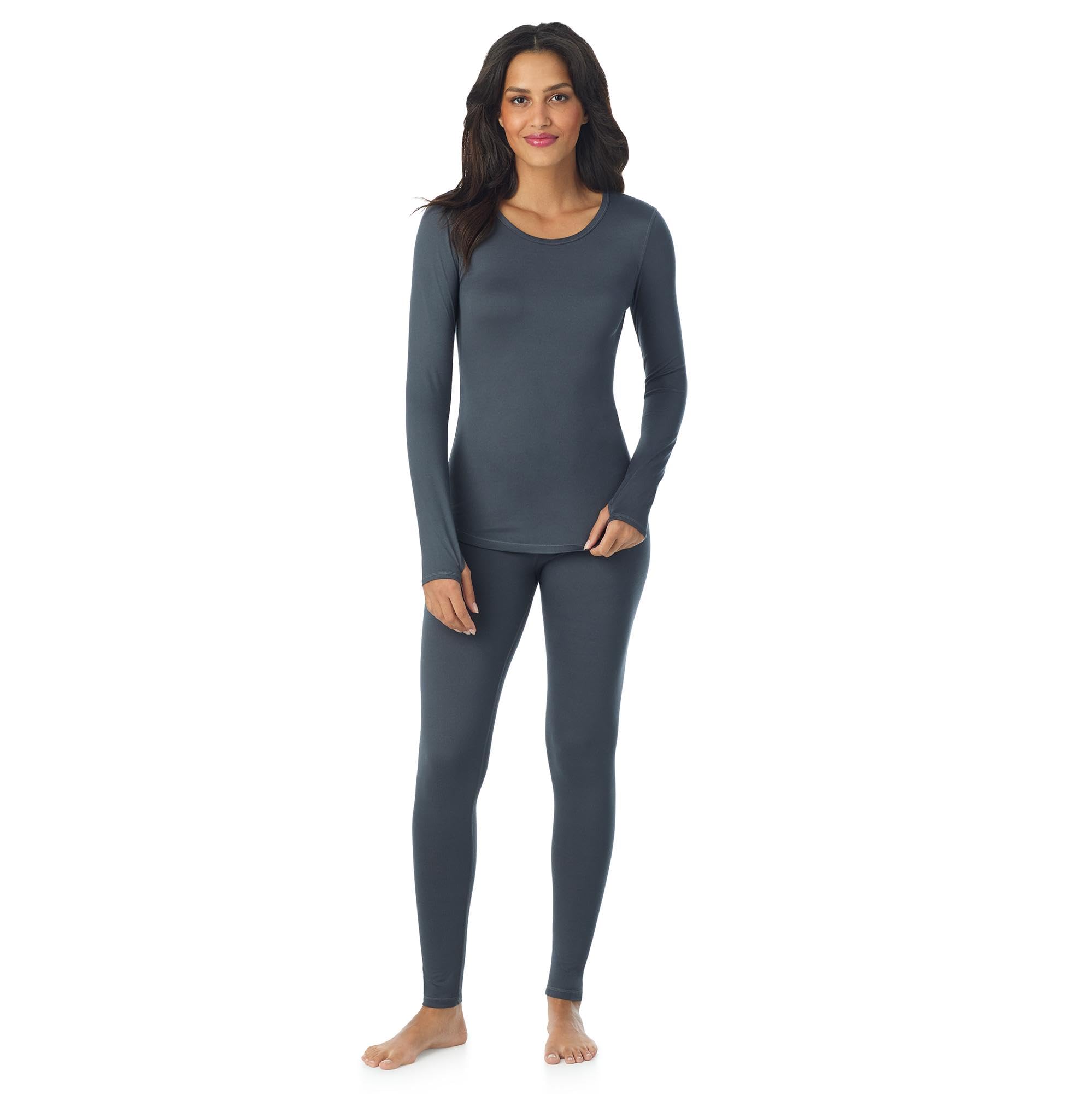 Cuddl Duds Womens Lightweight Breathable Everyday Active Base Layer Set - Long Sleeve Top & Leggings - Lounge Sets for Women