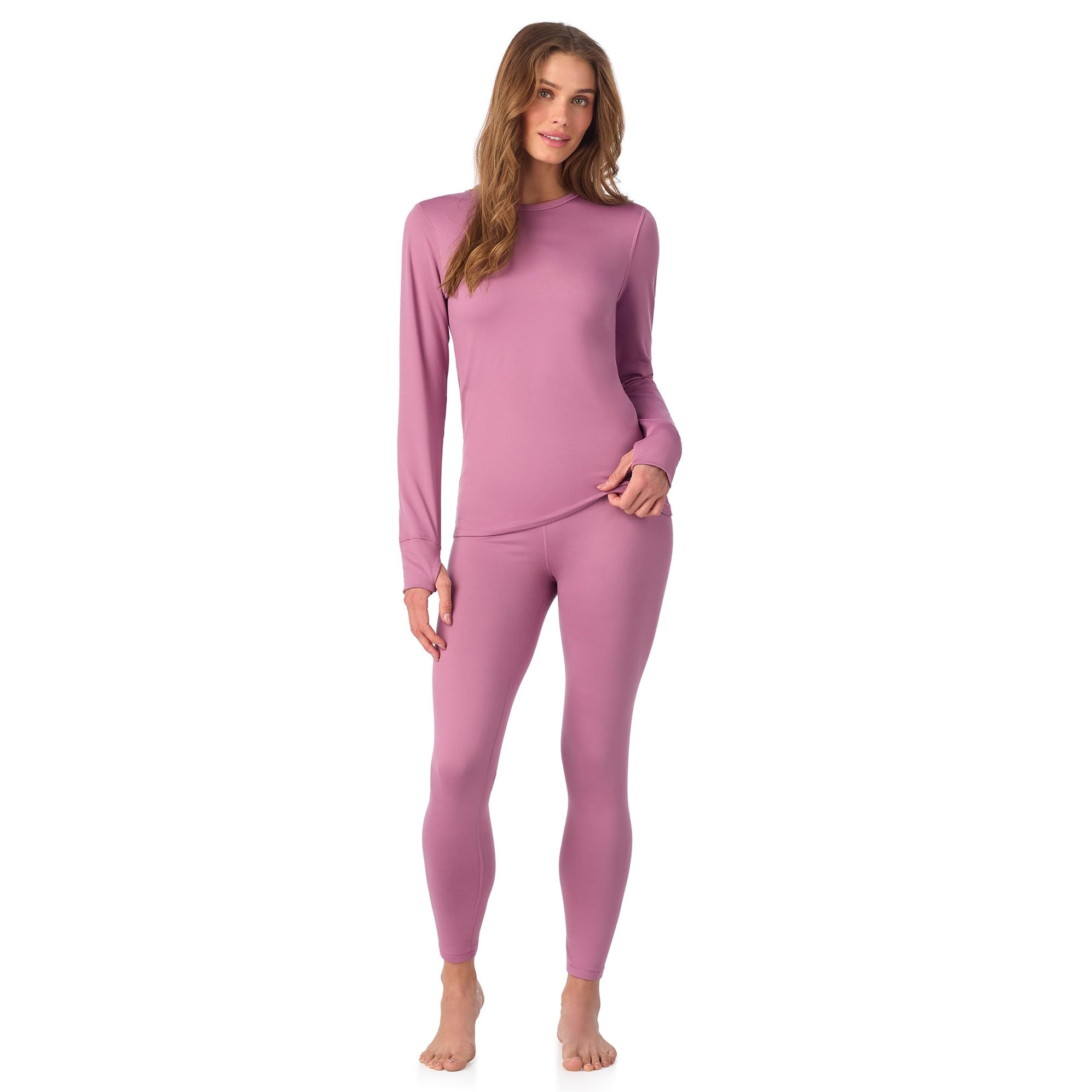 Cuddl Duds Womens Heavyweight Cold Weather Fleece Lined Thermal Set – Long Sleeve Top & Leggings - Winter Lounge Sets