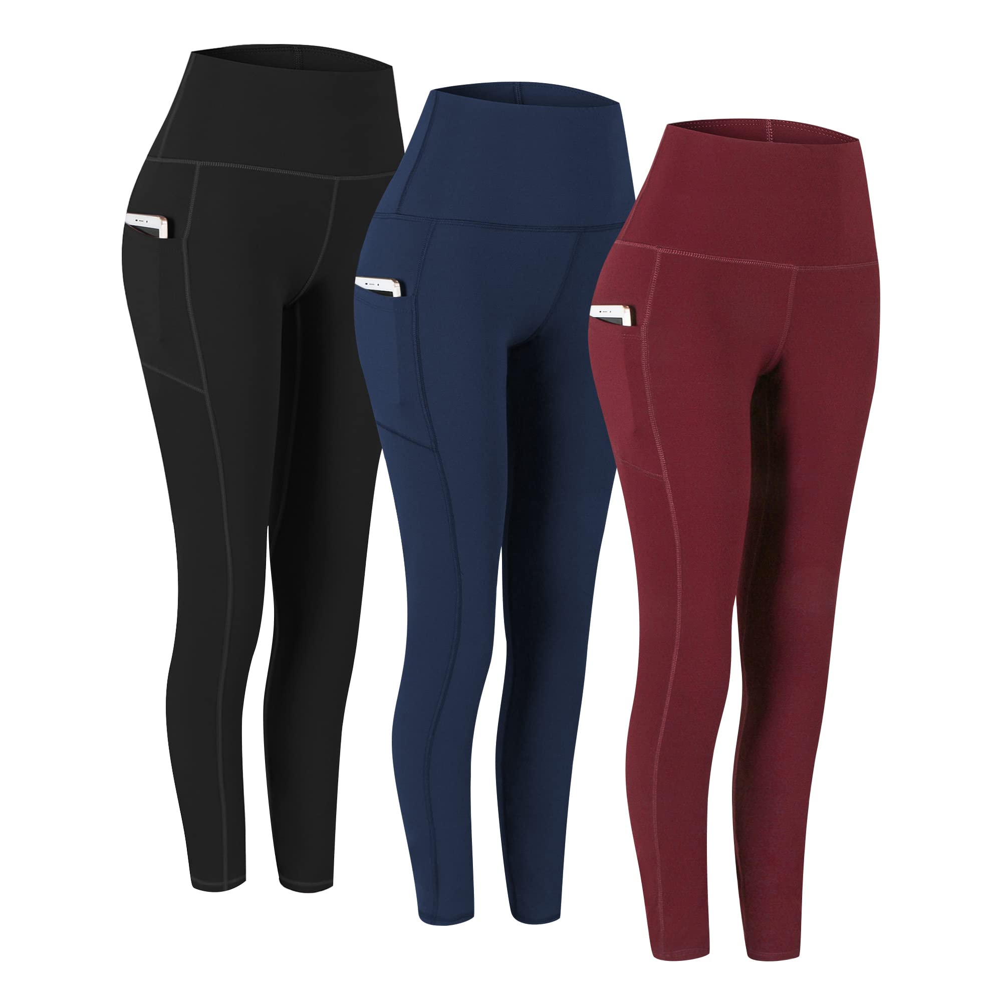 Fengbay 2 Pack High Waist Yoga Pants with Pockets, Tummy Control Workout Running Yoga Leggings for Women