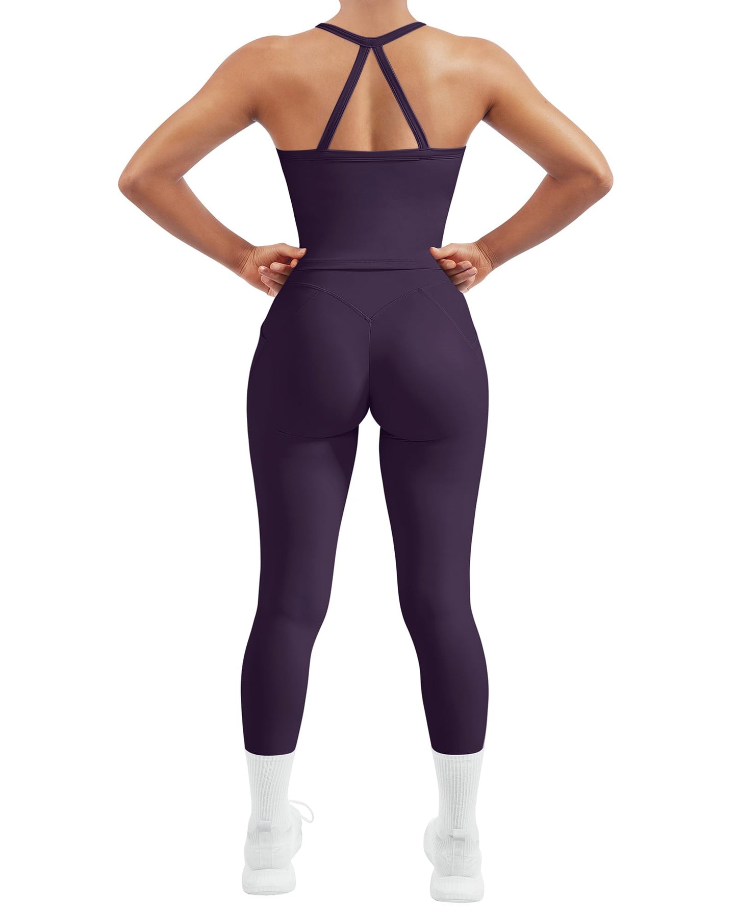 Women's 2 Piece Workout Set Halter Tank & Pocket Leggings