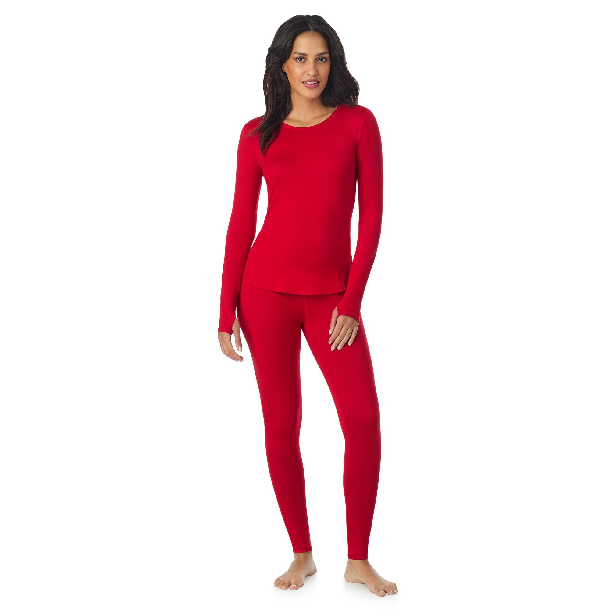 Cuddl Duds Womens Lightweight Breathable Everyday Active Base Layer Set - Long Sleeve Top & Leggings - Lounge Sets for Women