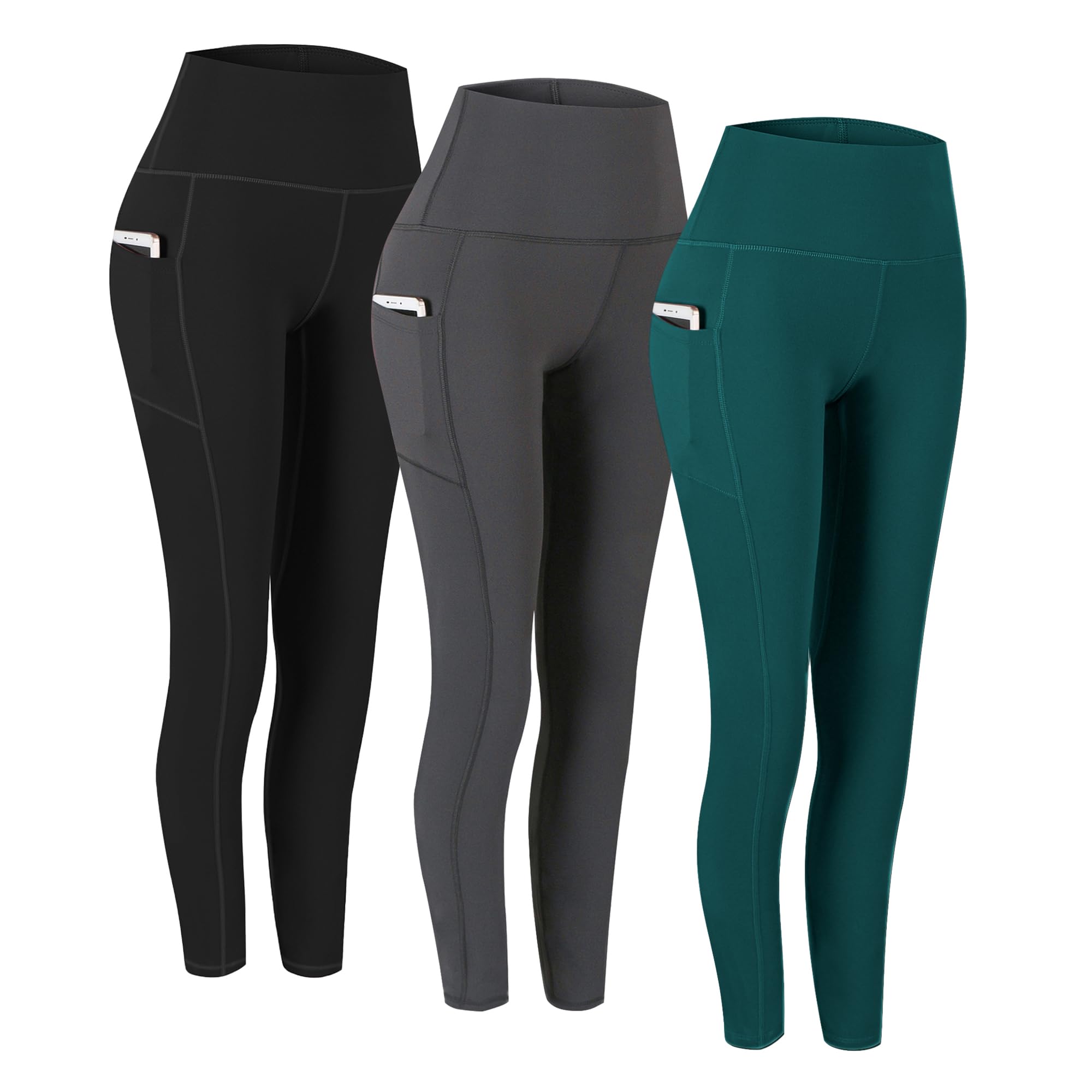 Fengbay 2 Pack High Waist Yoga Pants with Pockets, Tummy Control Workout Running Yoga Leggings for Women