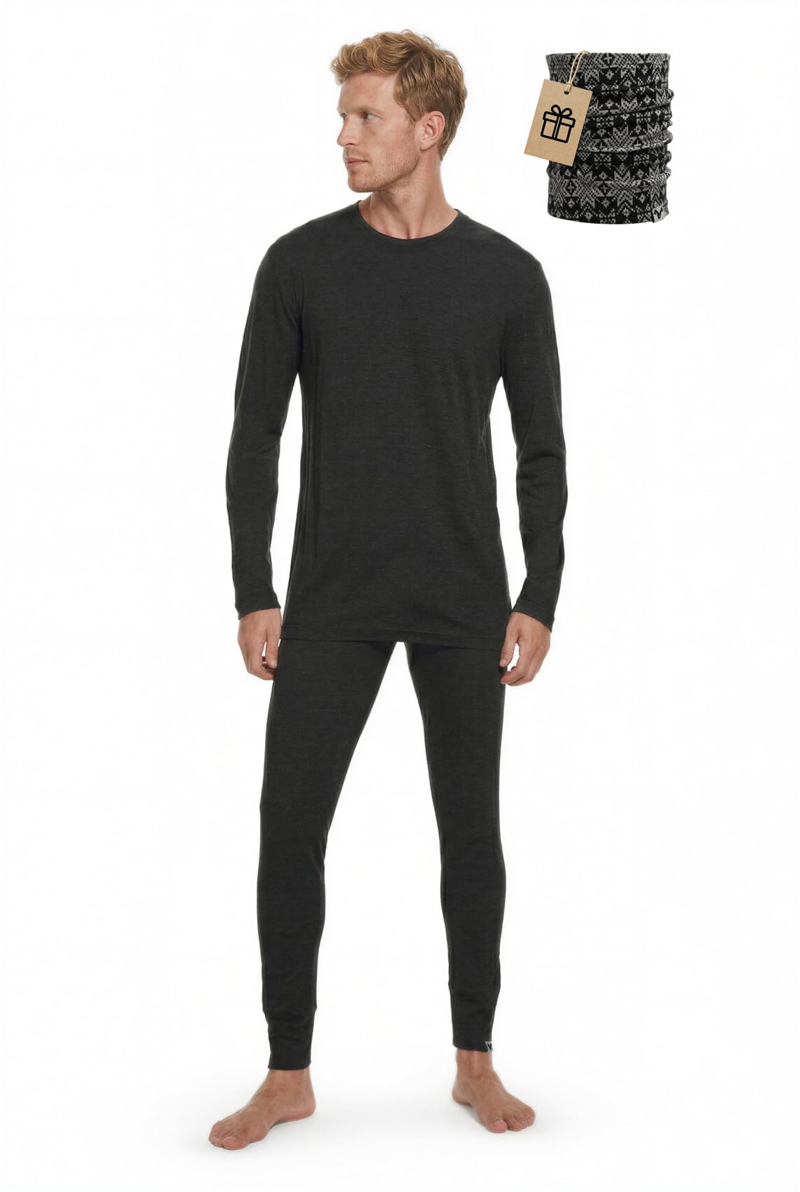 MERINNOVATION Merino Wool Base Layer Set for Men 100% Merino Wool Pajamas Set Thermal Sleep PJS Lite - Midweight Top, Bottom