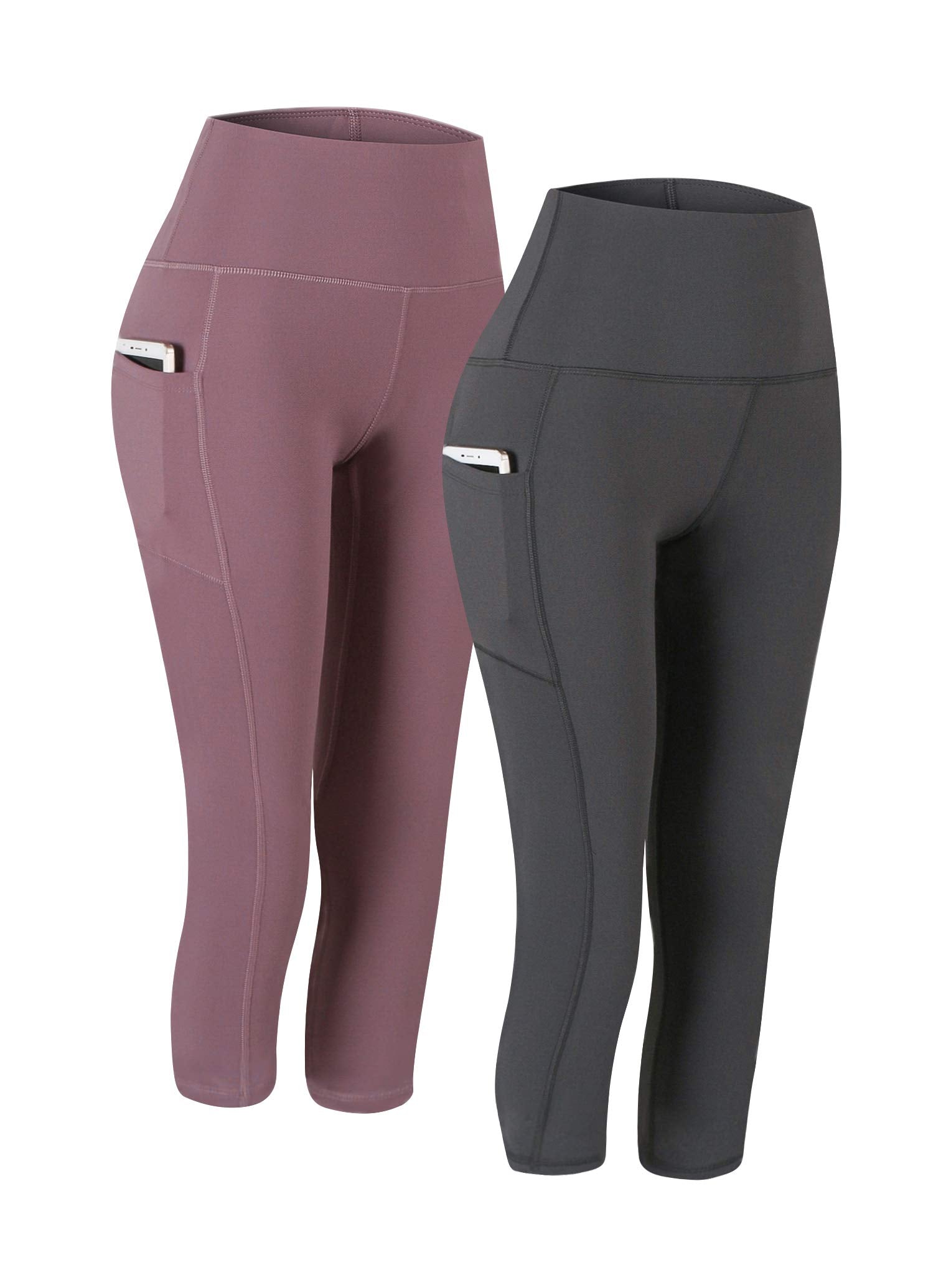 Fengbay 2 Pack High Waist Yoga Pants with Pockets, Tummy Control Workout Running Yoga Leggings for Women