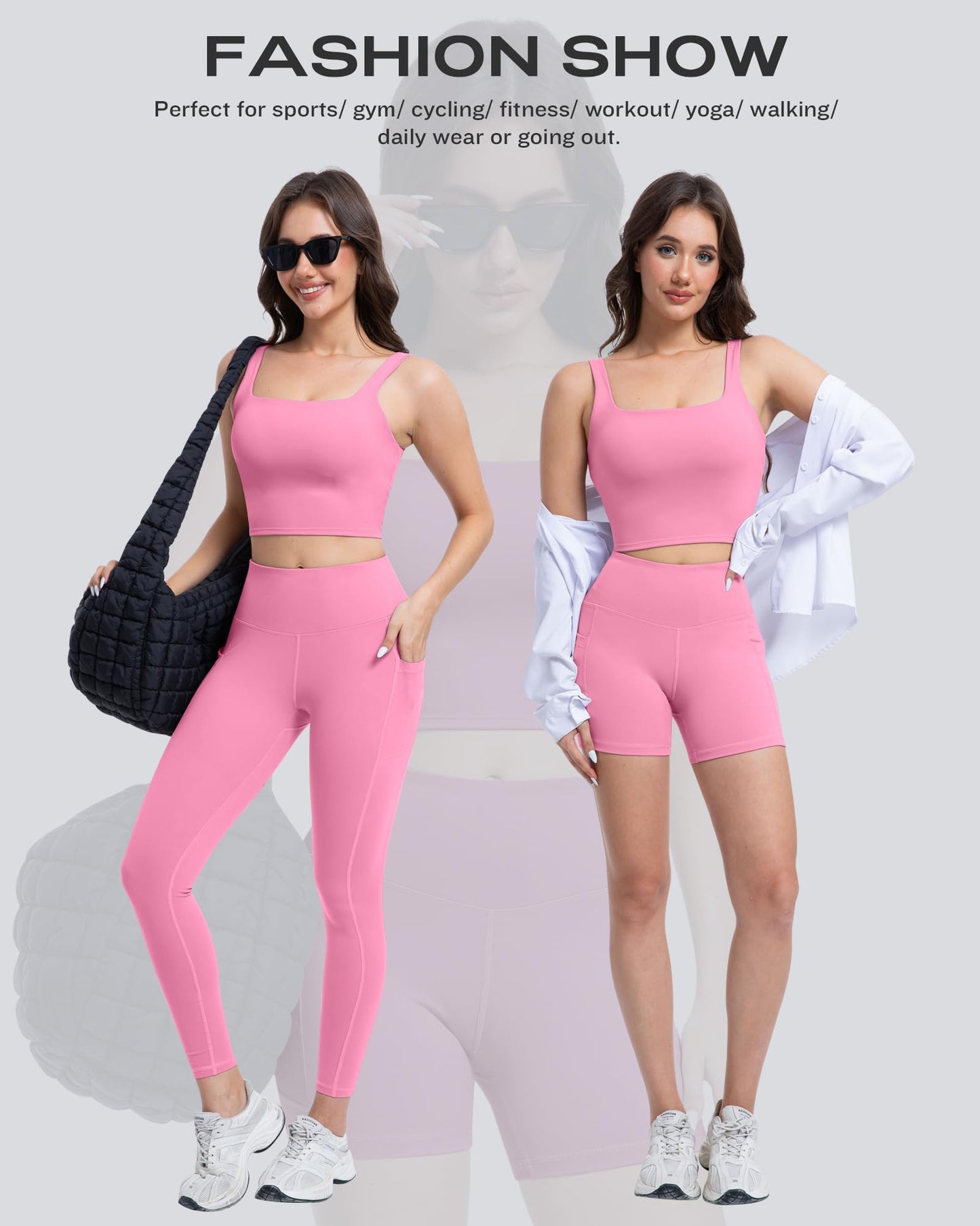 Women's 3 Piece Workout Set Leggings Shorts & Sports Bra