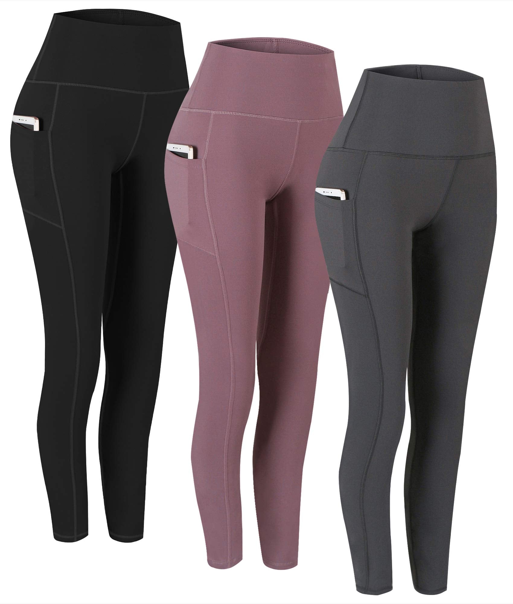 Fengbay 2 Pack High Waist Yoga Pants with Pockets, Tummy Control Workout Running Yoga Leggings for Women
