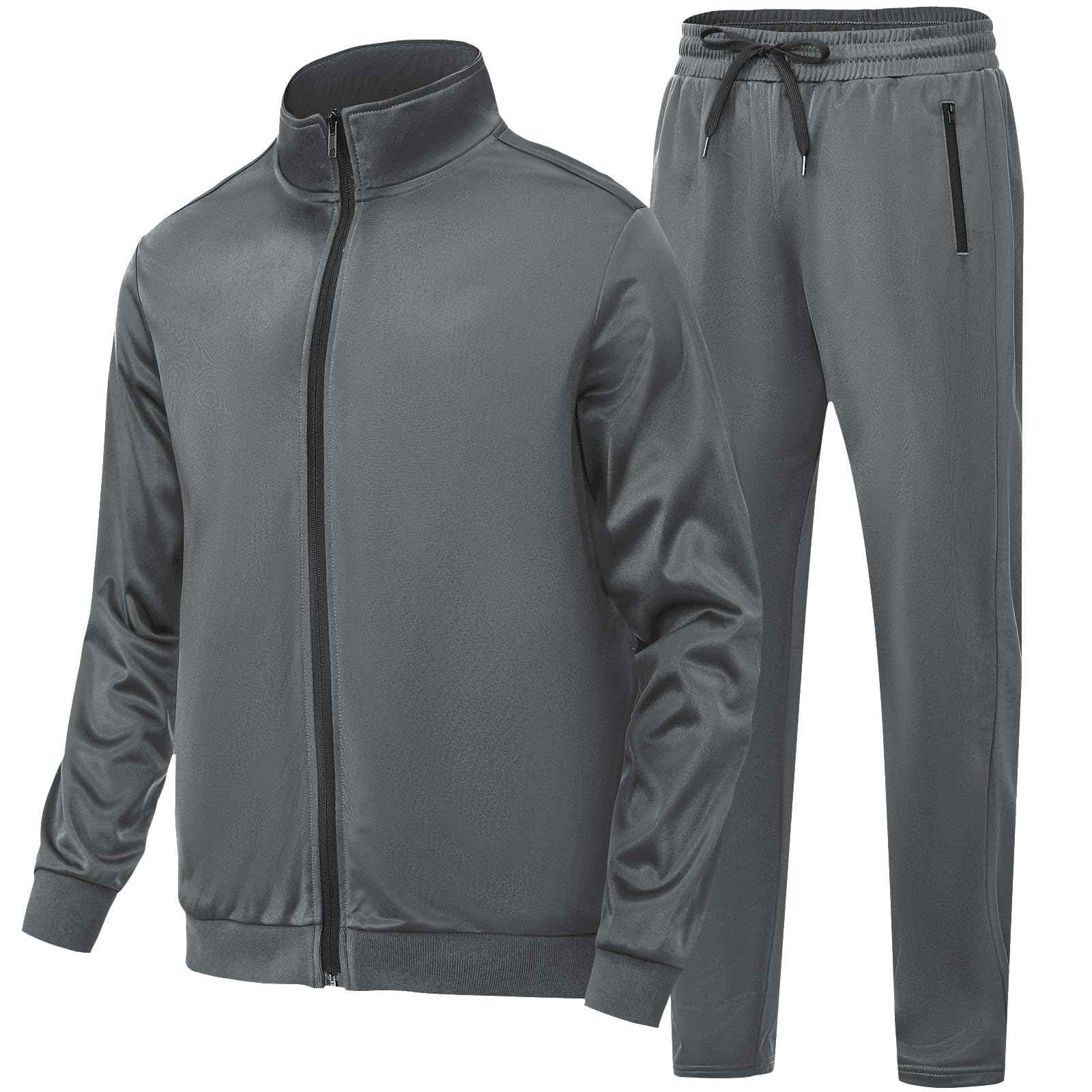HODOSPORTS Mens Tracksuits 2 Piece Full Zip Jogging Running Suits SweatSuits for Men Shiny Sport Track Suits Sets