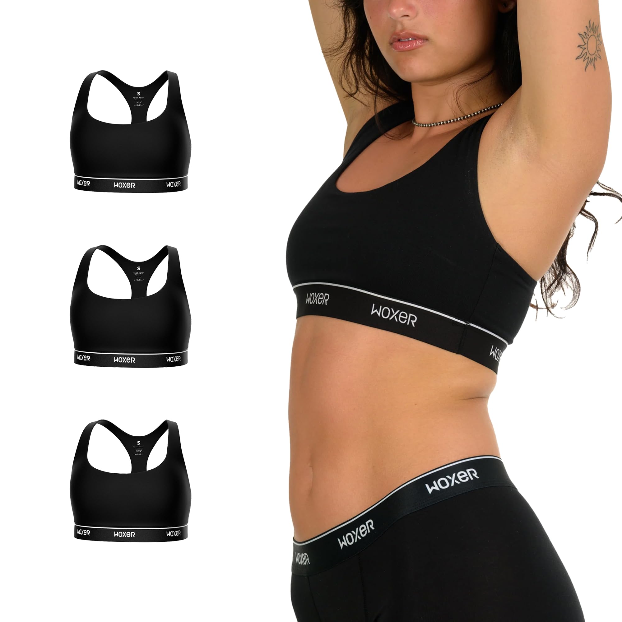 Woxer Boss Bralette for Women – Wireless, Seamless Racerback – Modal Sports Bra, Lounge, Sleep Bralette, Wireless Bra