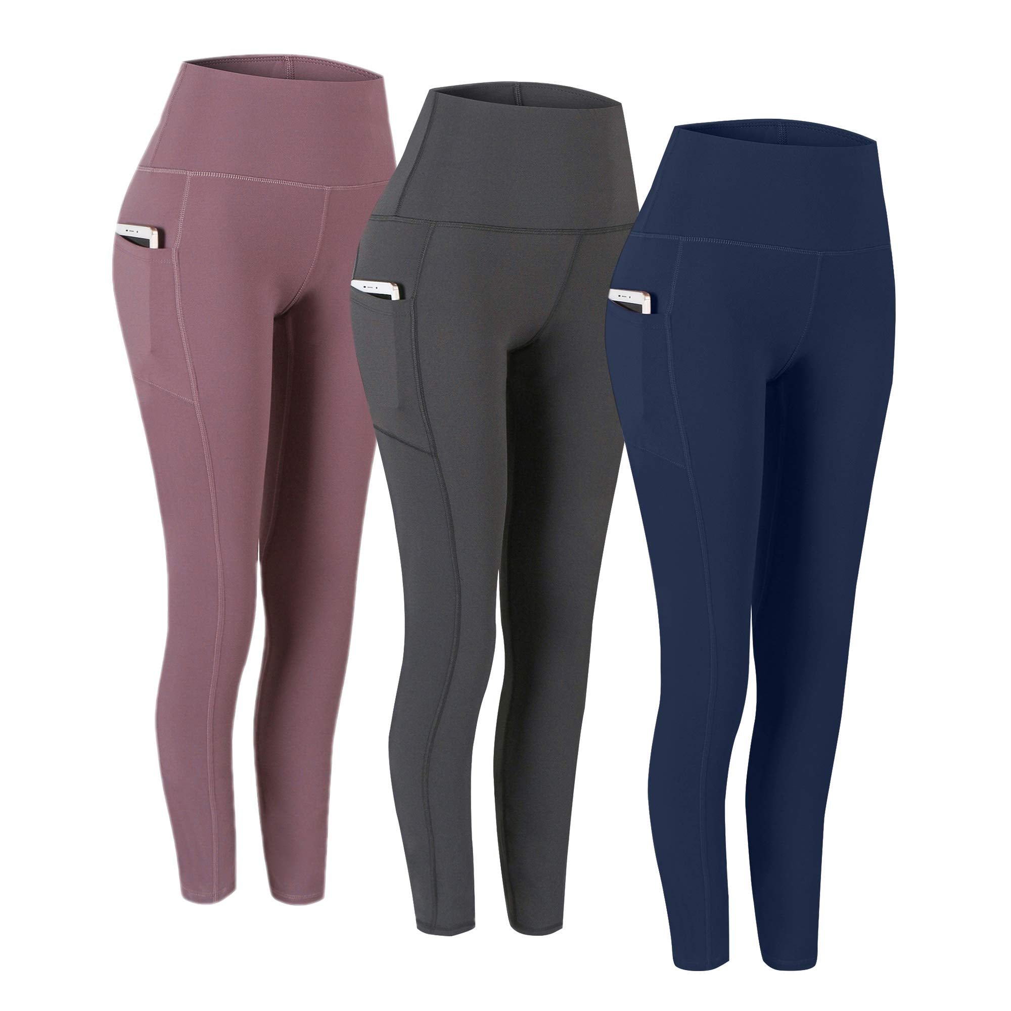 Fengbay 2 Pack High Waist Yoga Pants with Pockets, Tummy Control Workout Running Yoga Leggings for Women