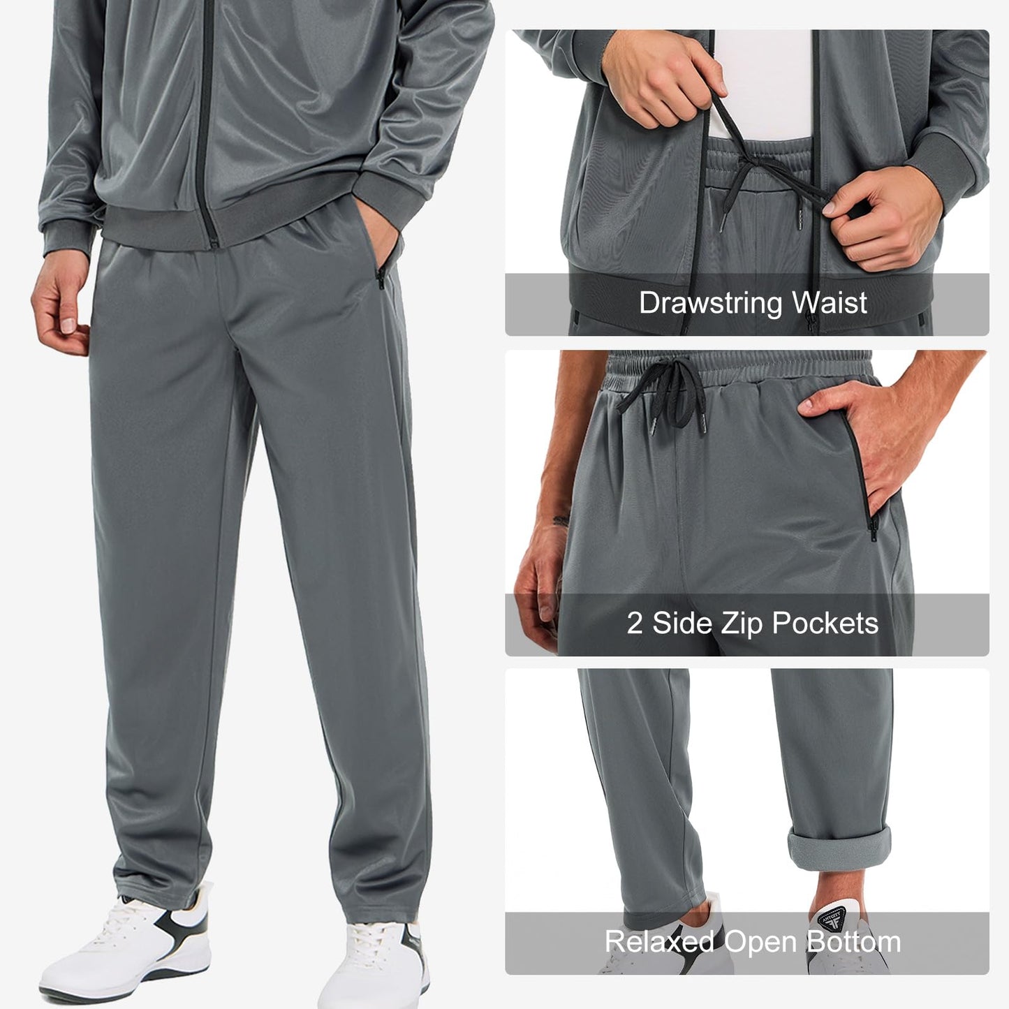 Men's 2 Piece Track Suit Full Zip Jogging Set