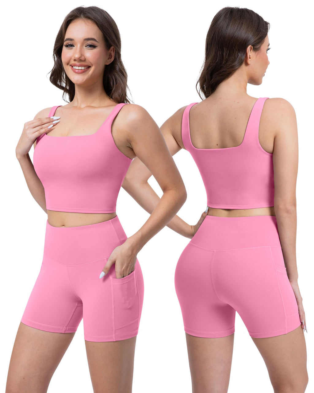 Women's 3 Piece Workout Set Leggings Shorts & Sports Bra