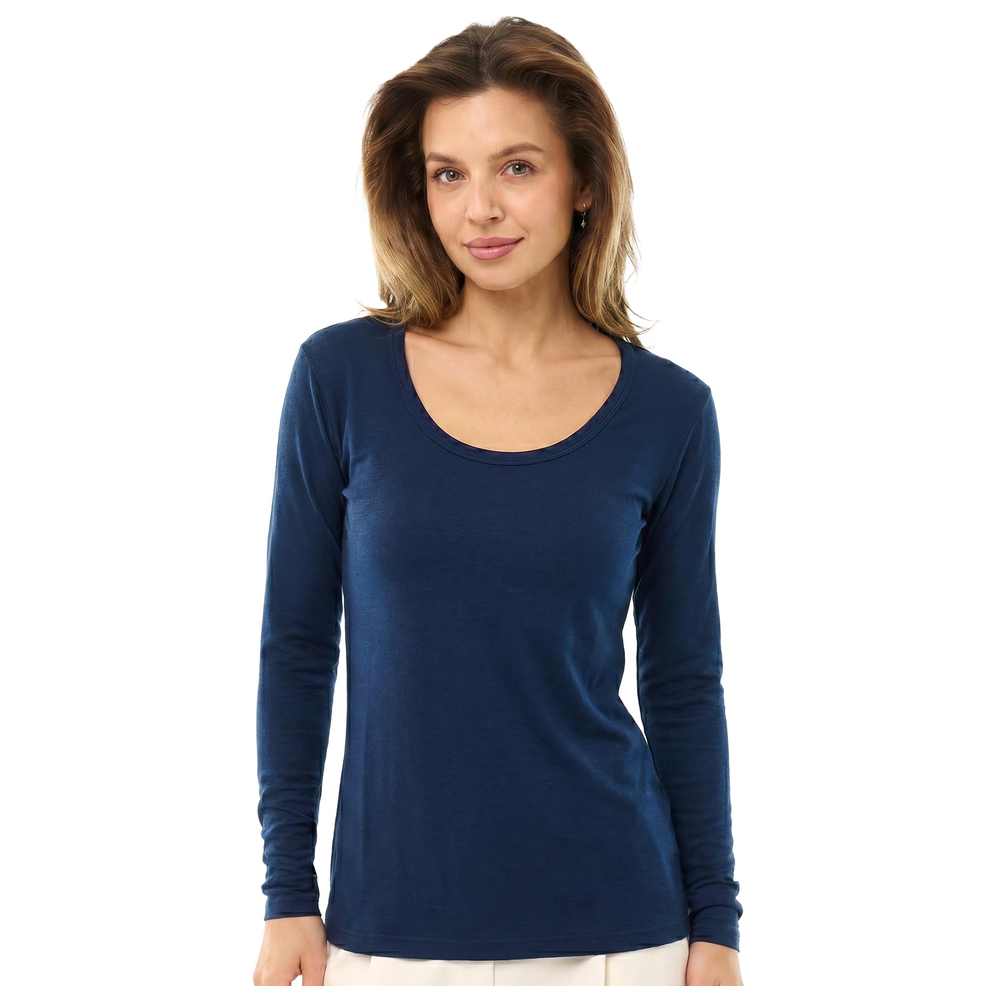Merino Wool Base Layer Women - 100% Merino Wool Shirt Women Thermal Underwear Long Sleeve T-Shirt for Hiking