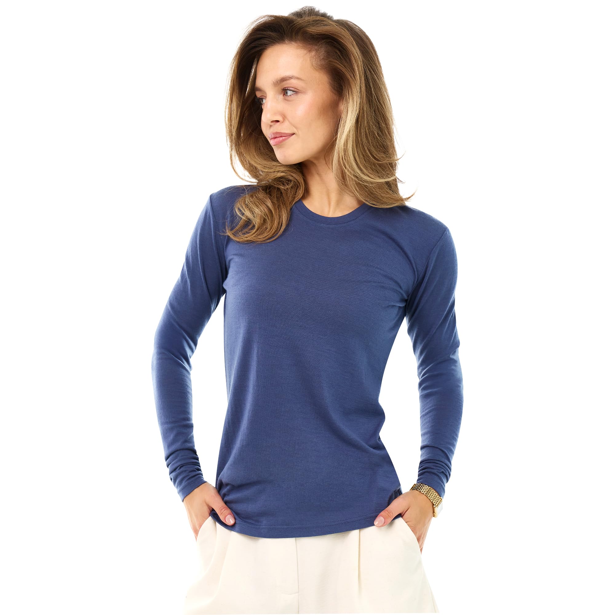 Merino Wool Base Layer Women - 100% Merino Wool Shirt Women Thermal Underwear Long Sleeve T-Shirt for Hiking