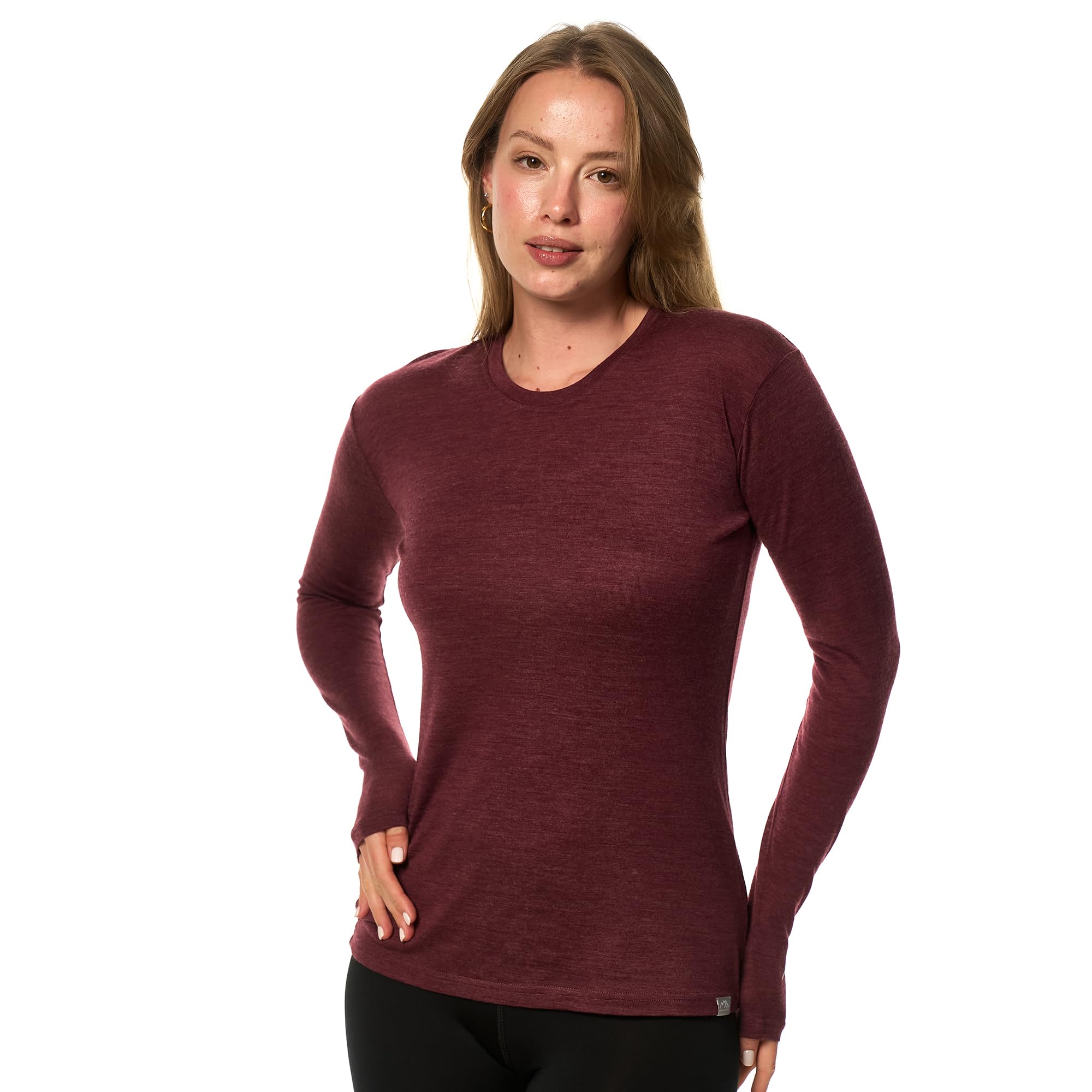 Merino Wool Base Layer Women - 100% Merino Wool Shirt Women Thermal Underwear Long Sleeve T-Shirt for Hiking