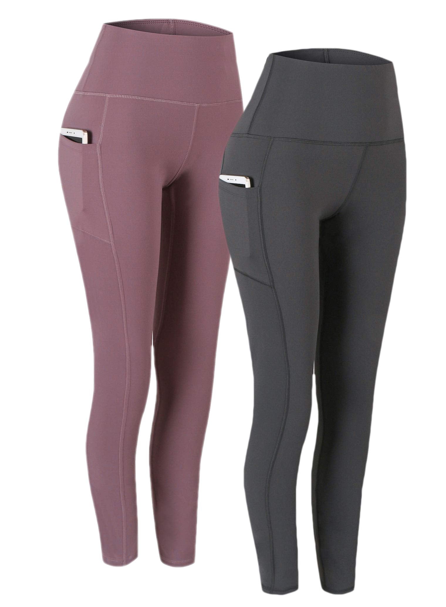 Fengbay 2 Pack High Waist Yoga Pants with Pockets, Tummy Control Workout Running Yoga Leggings for Women