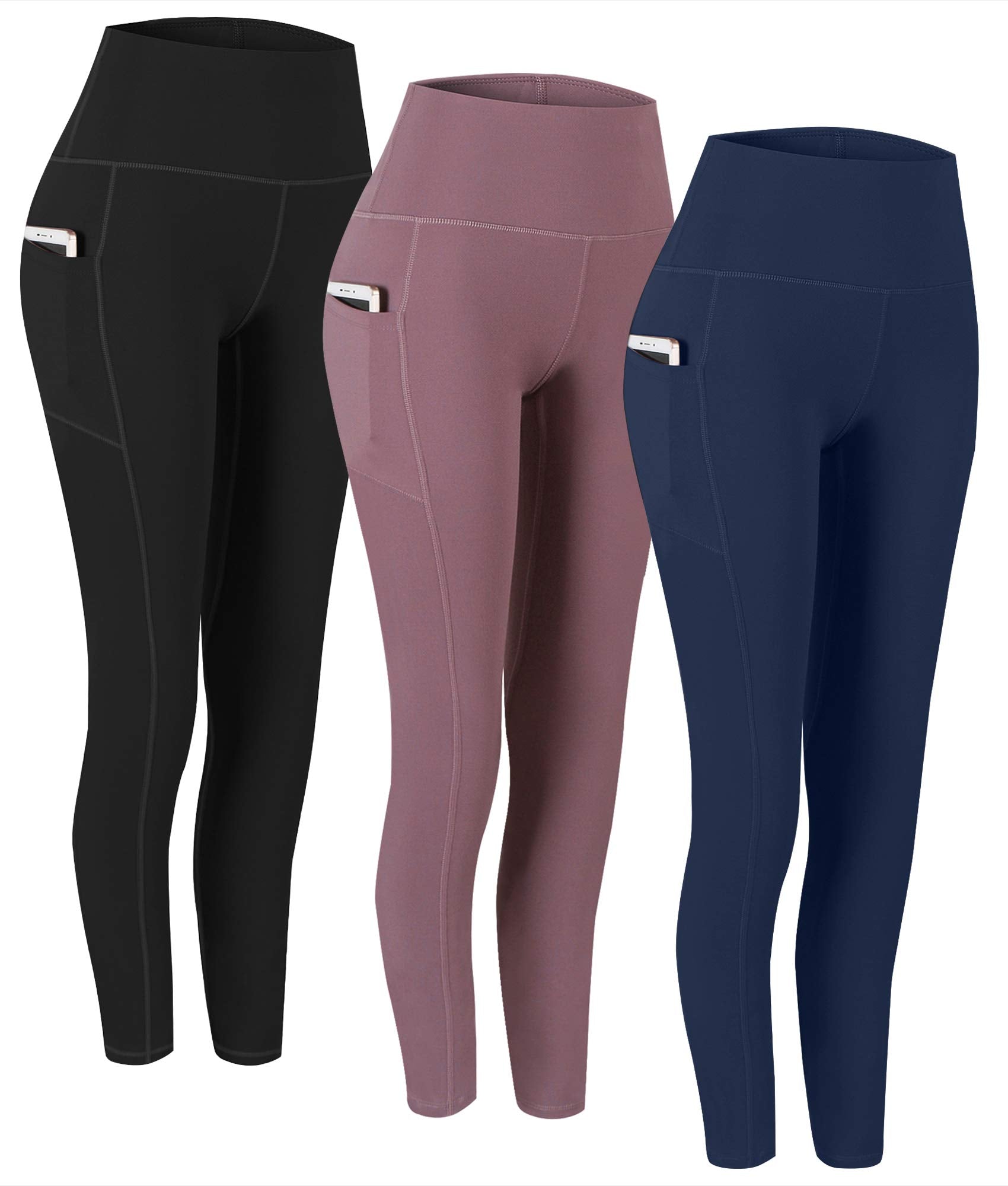 Fengbay 2 Pack High Waist Yoga Pants with Pockets, Tummy Control Workout Running Yoga Leggings for Women