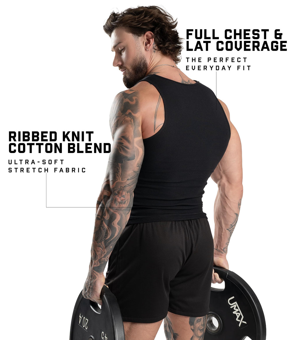 Men's 3 Pack Ribbed Compression Tank Tops