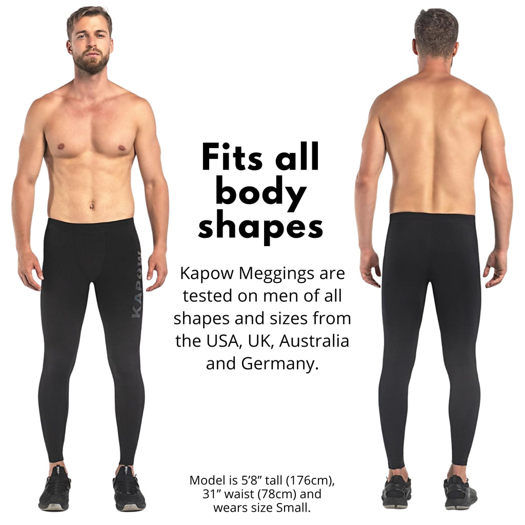 Kapow Meggings High Compression Performance Range - Mens Athletic Leggings with Pockets & High Compression
