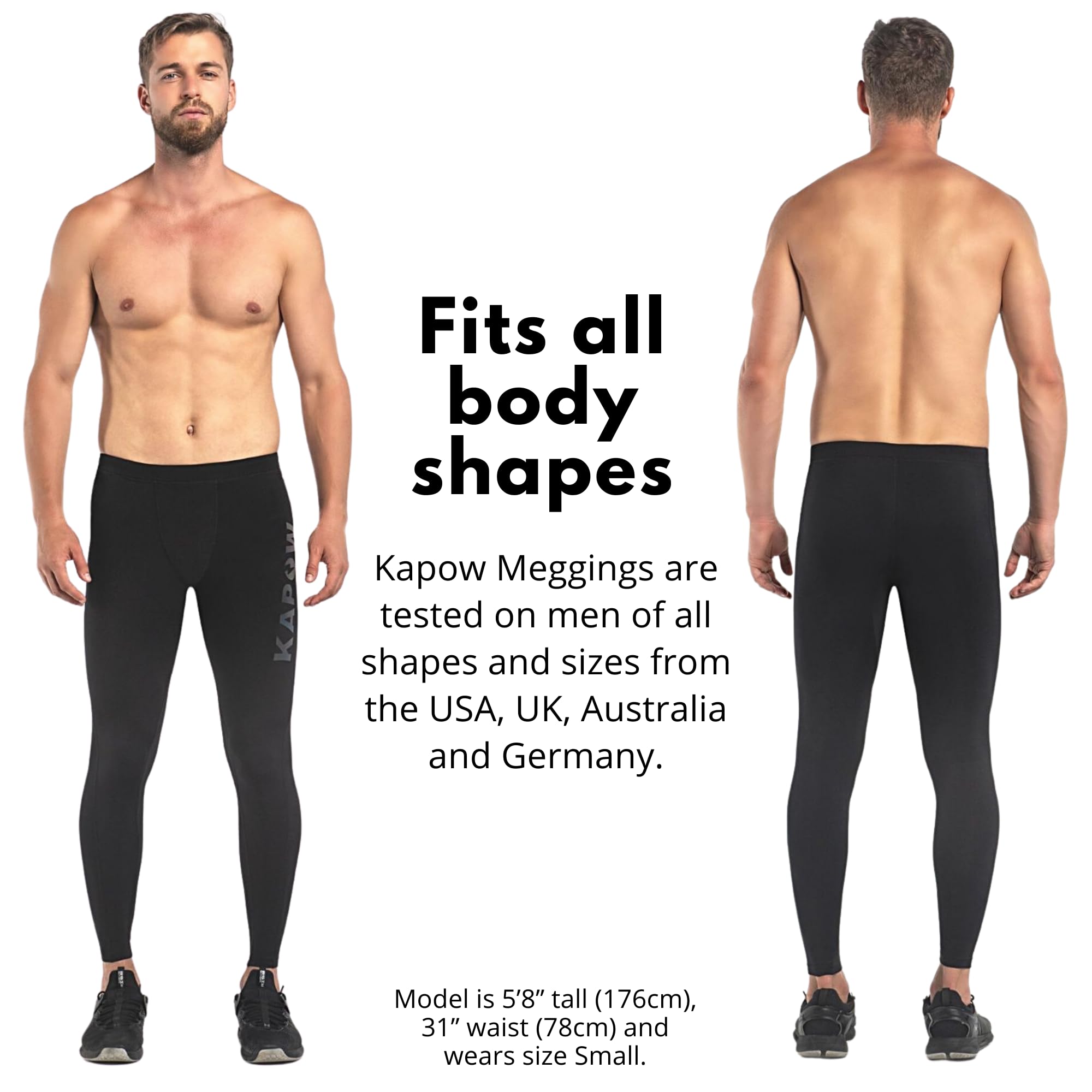 Kapow Meggings High Compression Performance Range - Mens Athletic Leggings with Pockets & High Compression