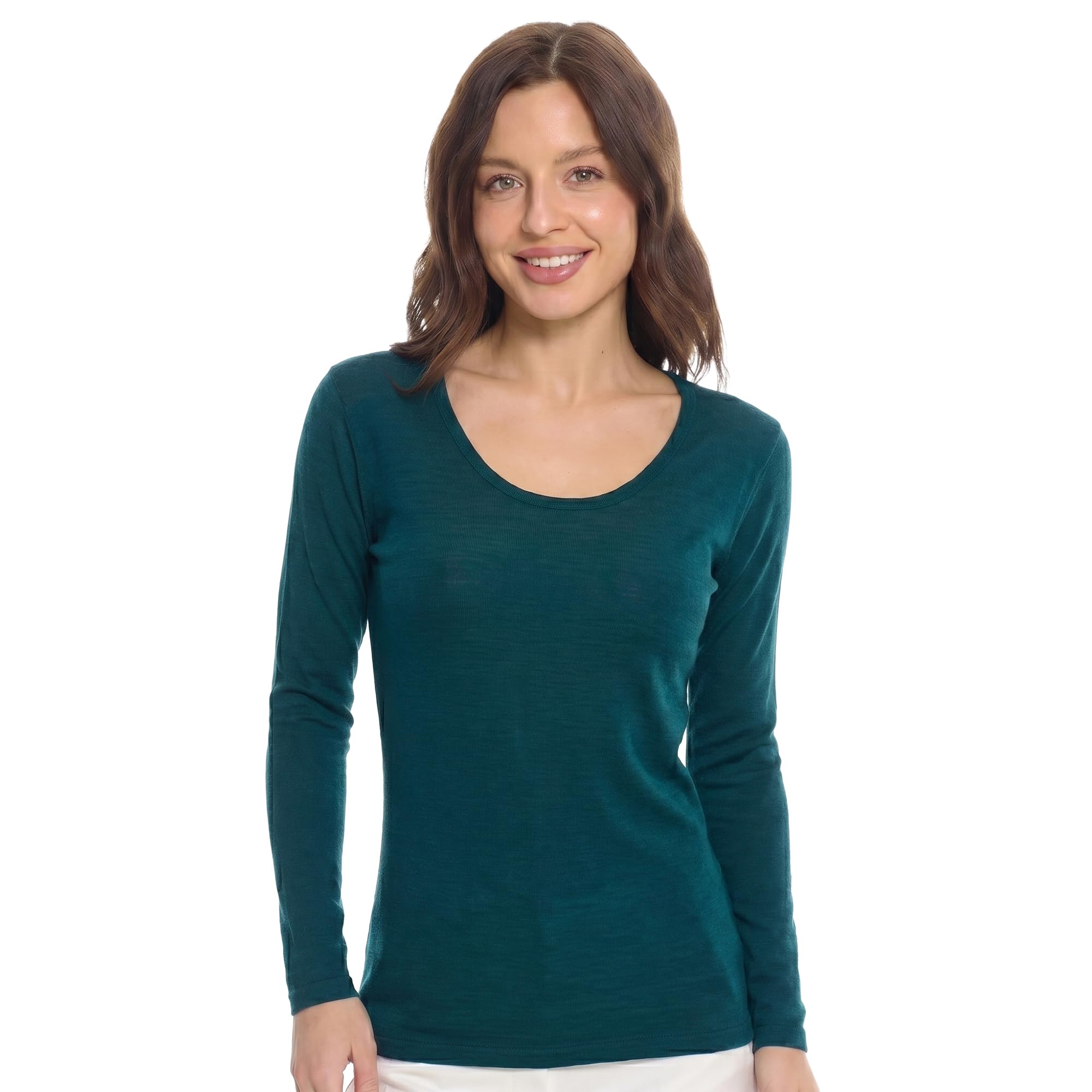 Merino Wool Base Layer Women - 100% Merino Wool Shirt Women Thermal Underwear Long Sleeve T-Shirt for Hiking
