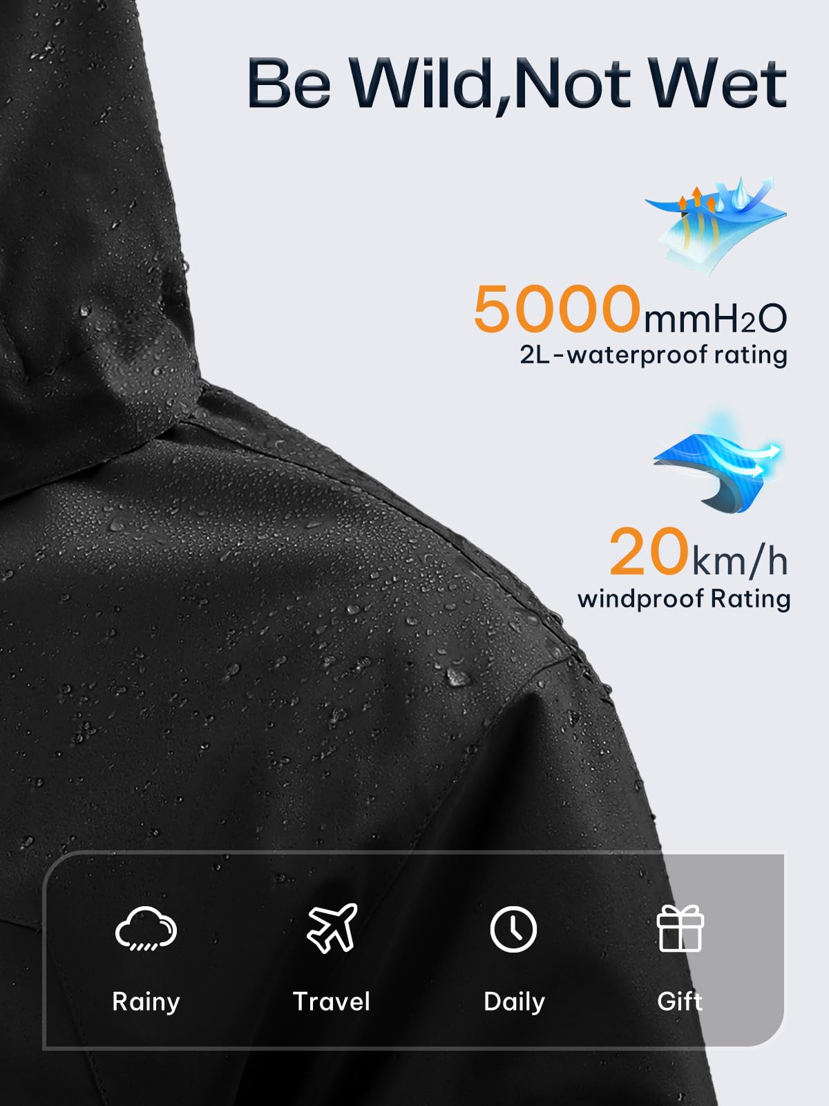 Womens Waterproof Rain jacket Lightweight Raincoat with Removable Hood
