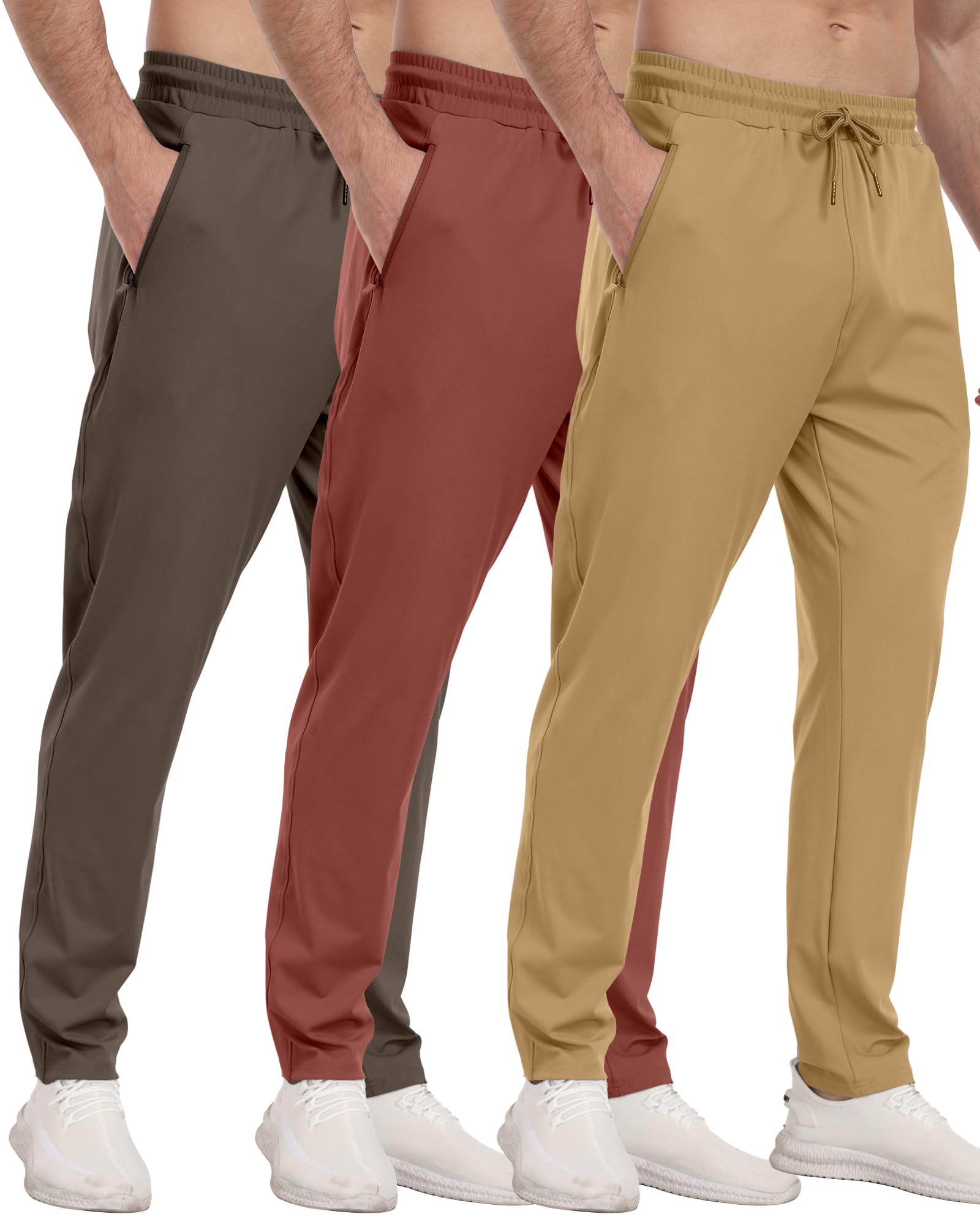 PARISDIARY 3 Pack Mens Athletic Sweatpants with Zipper Pockets,Workout Gym Joggers Pants for Men Running Jogging Pants