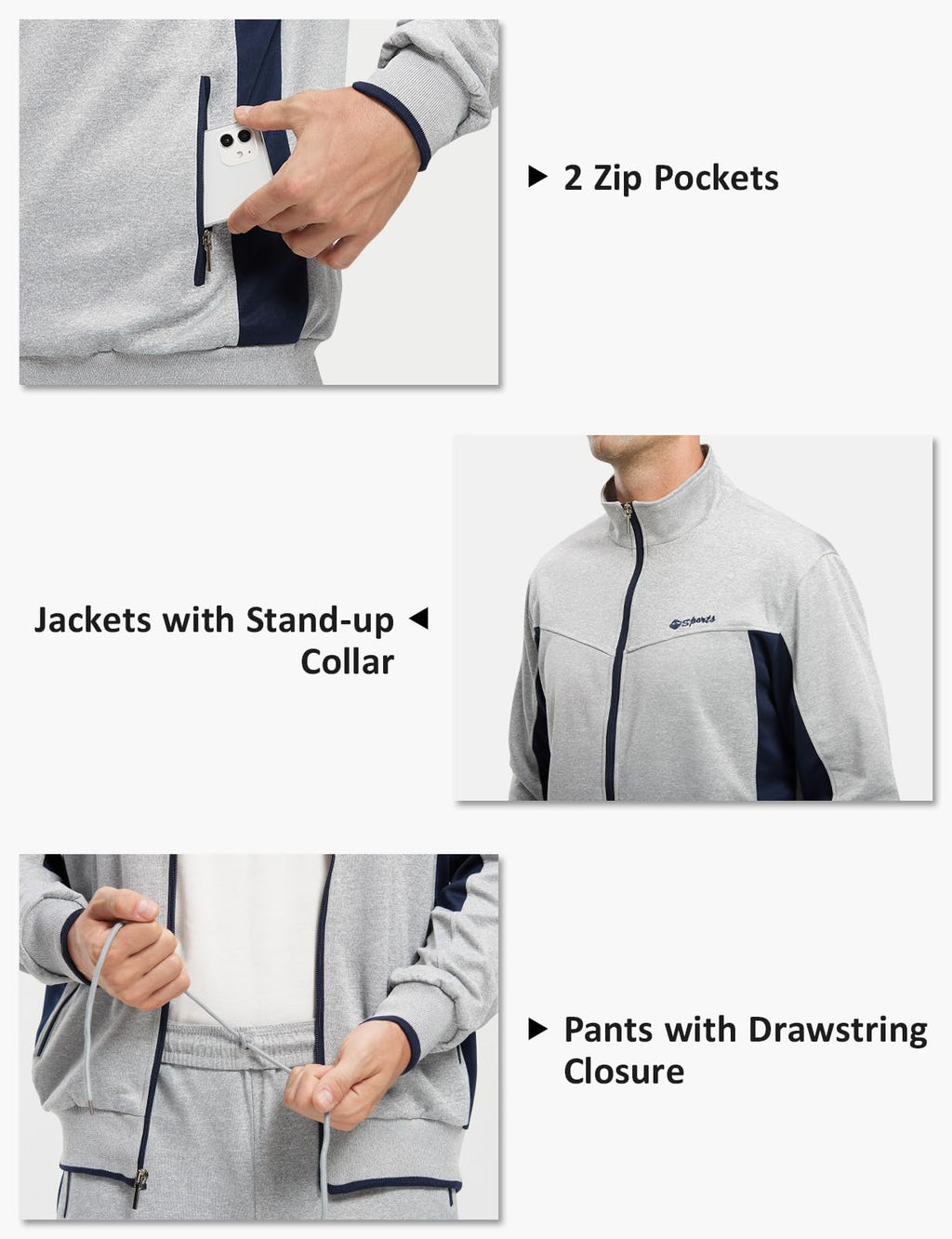 Men's 2 Piece Tracksuit Full Zip Athletic Jogging Set